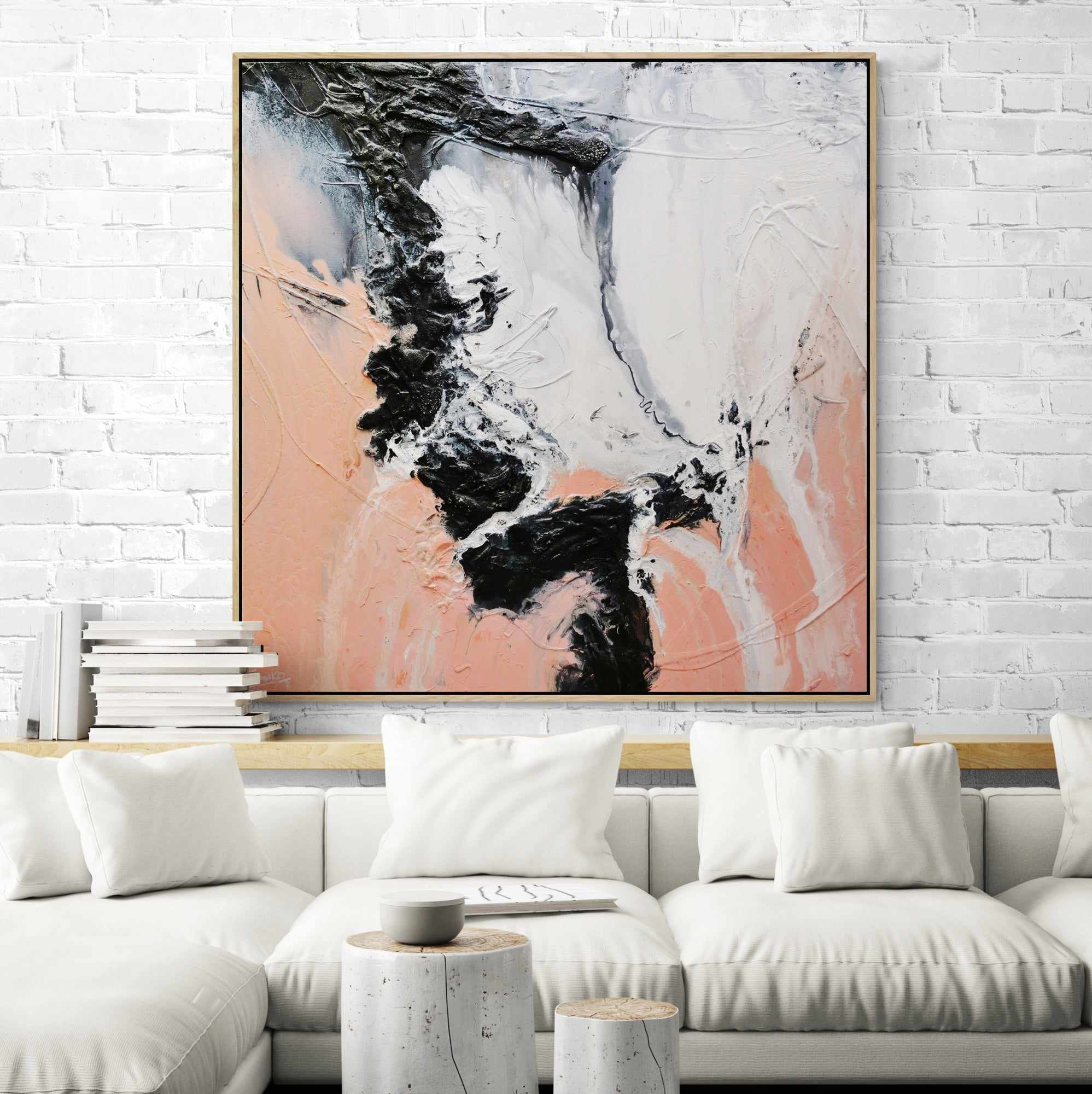 Luminous Ice 120cm x 120cm Pink White Textured Abstract Painting (SOLD)-Abstract-[Franko_Artist]-[Australian_artist]-[Gold_Coast]-[Brisbane]-[modern]-[contemporary]-[original]-[Large_artwork]-[The_Block]-[Dream_Homes]-[ideas]-[Grand_Designs]-[Art_Lover]-Franklin Art Studio