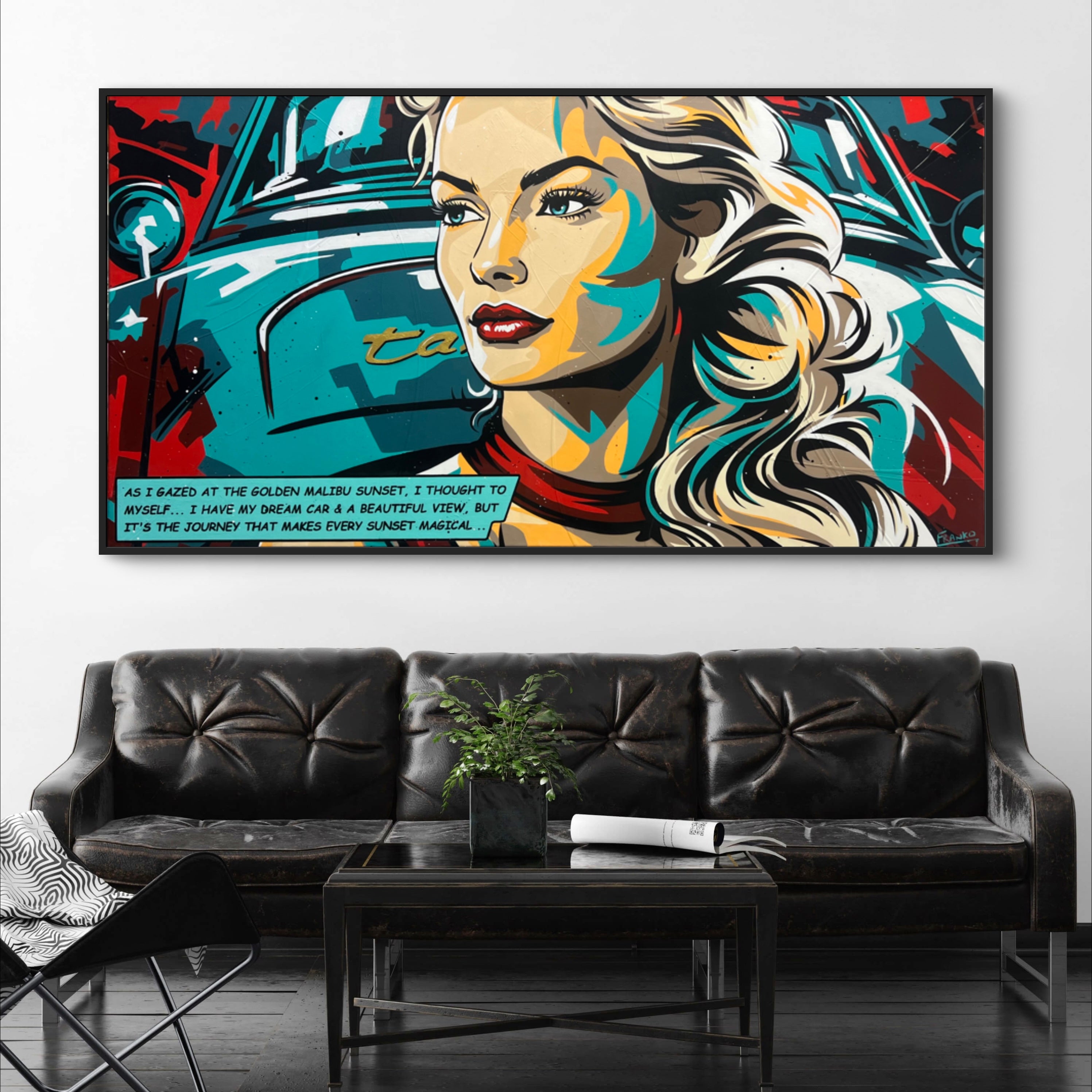 The Gaze 190cm x 100cm Retro Classic Pop Art Painting (SOLD)-Urban Pop Art-[Franko_Artist]-[Australian_artist]-[Gold_Coast]-[Brisbane]-[modern]-[contemporary]-[original]-[Large_artwork]-[The_Block]-[Dream_Homes]-[ideas]-[Grand_Designs]-[Art_Lover]-Franklin Art Studio