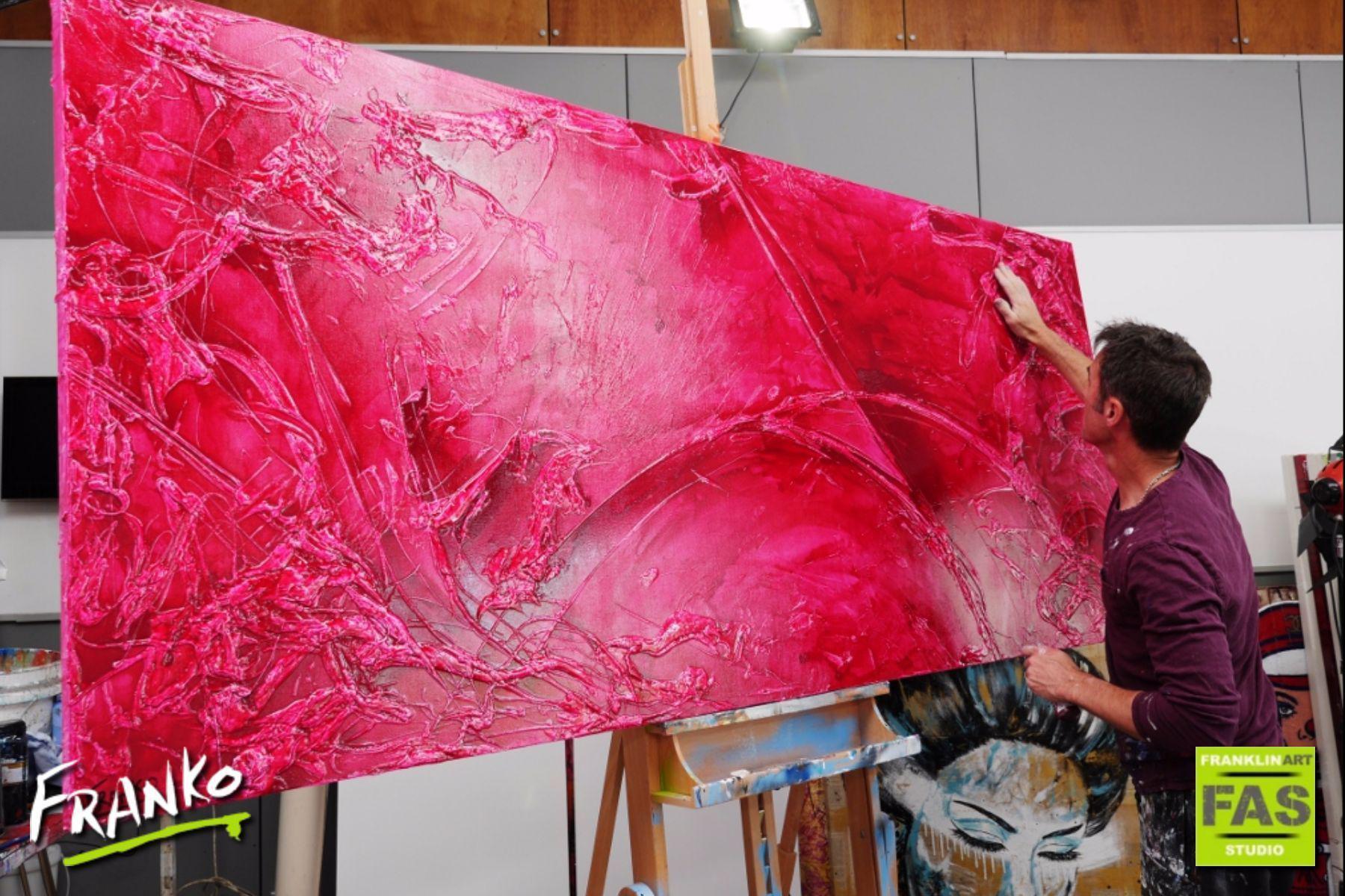 Magenta Bomb 240cm x 100cm *PURE INFUSED INK* Pink Abstract Painting (SOLD)-abstract-[Franko_Artist]-[The_Block]-[Dream_Homes]-[ideas]- [Grand_Designs]-Franklin Art Studio