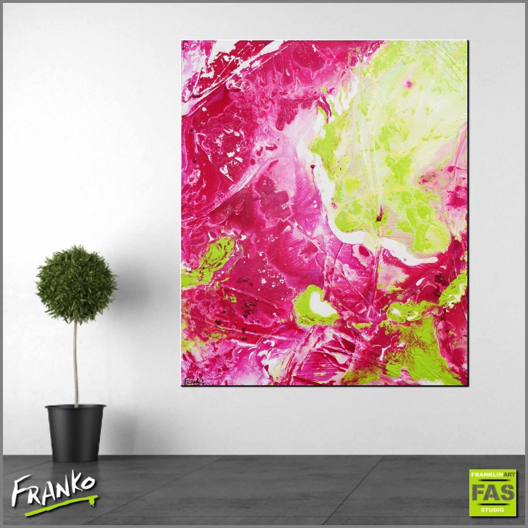 Magenta Lime Wash 120cm x 100cm Pink Green Abstract Painting (SOLD)-abstract-[Franko_Artist]-[Australian_artist]-[Gold_Coast]-[Brisbane]-[modern]-[contemporary]-[original]-[Large_artwork]-[The_Block]-[Dream_Homes]-[ideas]-[Grand_Designs]-[Art_Lover]-Franklin Art Studio