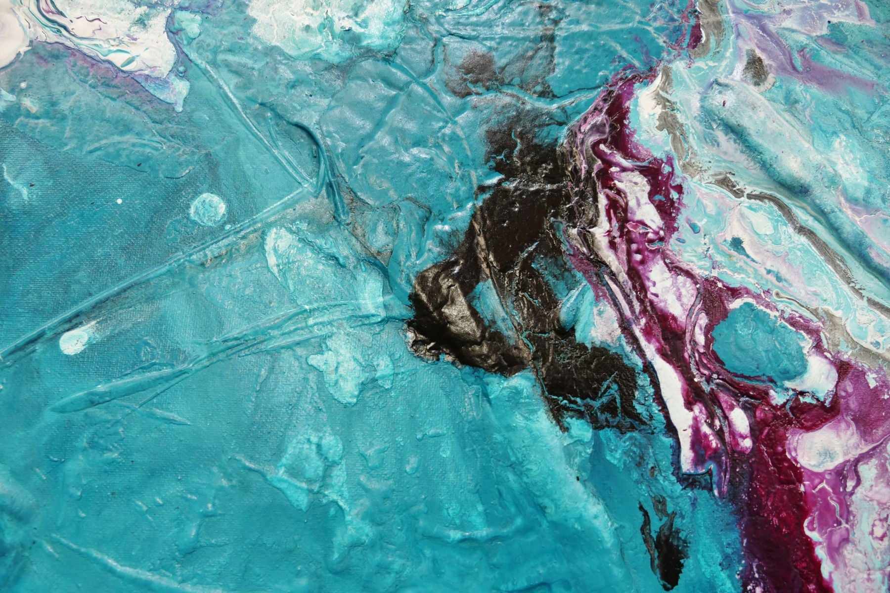 Magenta Seduction 200cm x 80cm Pink Blue Textured Abstract Painting (SOLD)