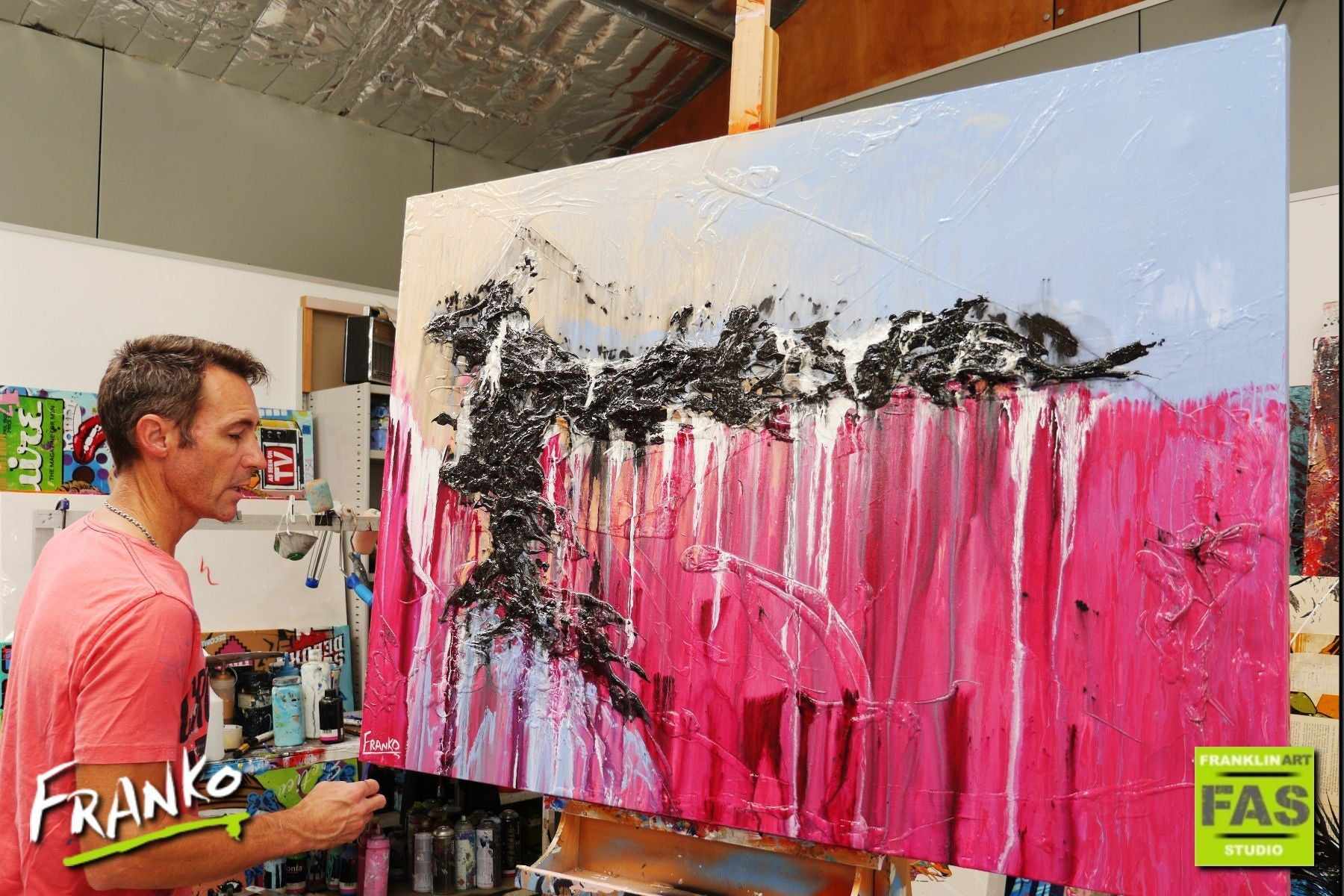 Magenta Urge 140cm x 100cm Pink Abstract Painting (SOLD)-Abstract-[Franko_Artist]-[The_Block]-[Dream_Homes]-[ideas]- [Grand_Designs]-Franklin Art Studio