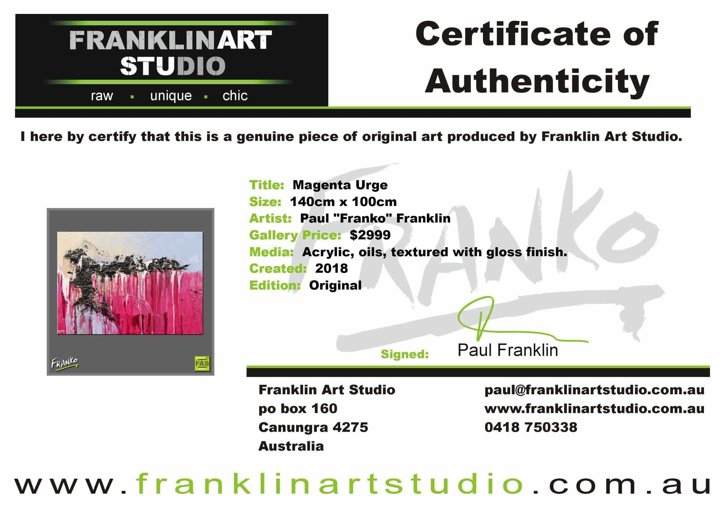Magenta Urge 140cm x 100cm Pink Abstract Painting (SOLD)-Abstract-[Franko_Artist]-[The_Block]-[Dream_Homes]-[ideas]-[Grand_Designs]-[Art_Lover]-Franklin Art Studio