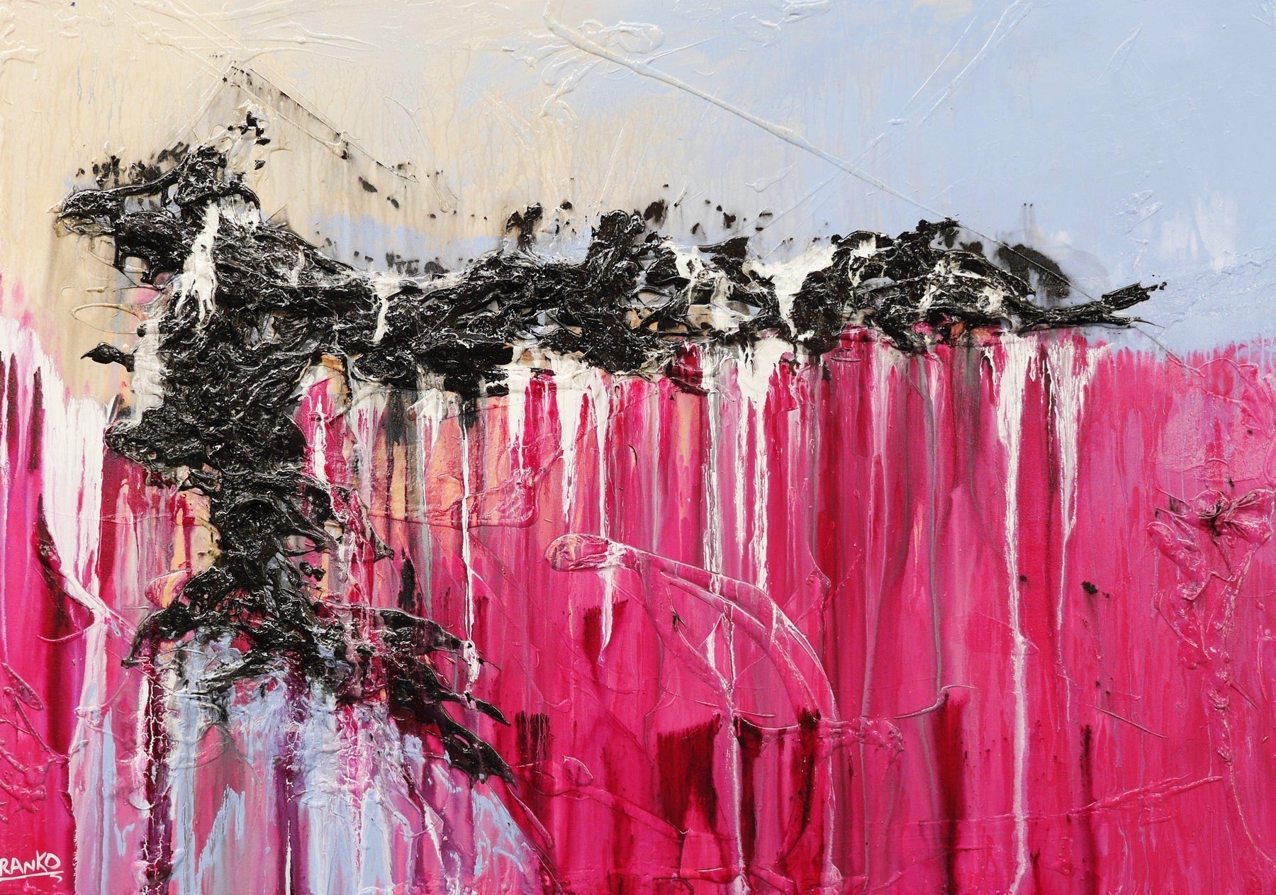 Magenta Urge 140cm x 100cm Pink Abstract Painting (SOLD)-Abstract-[Franko_Artist]-[Australian_artist]-[Gold_Coast]-[Brisbane]-[modern]-[contemporary]-[original]-[Large_artwork]-Franklin Art Studio