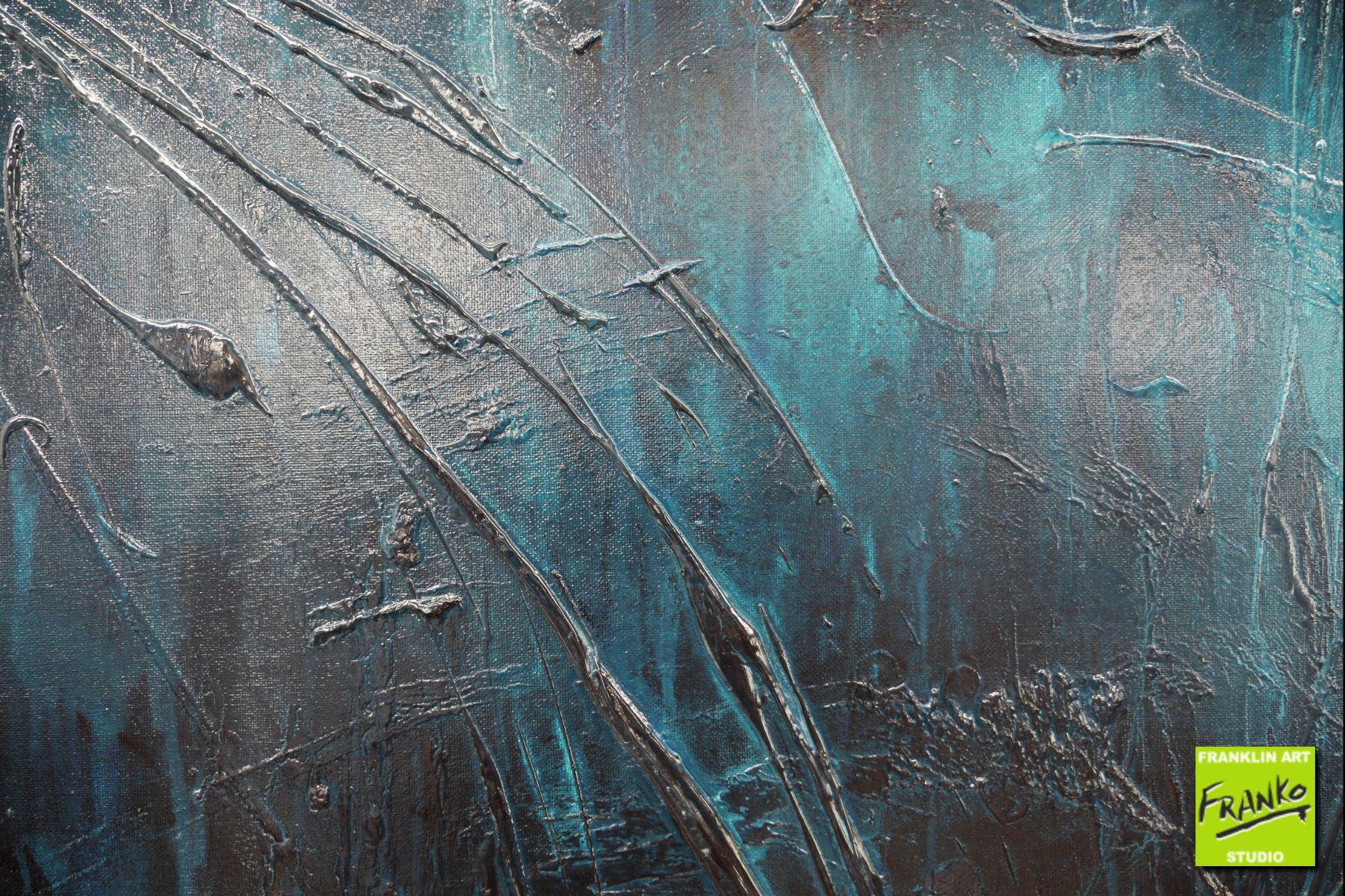 Malted Midnight 160cm x 100cm Cream Blue Textured Abstract Painting (SOLD)