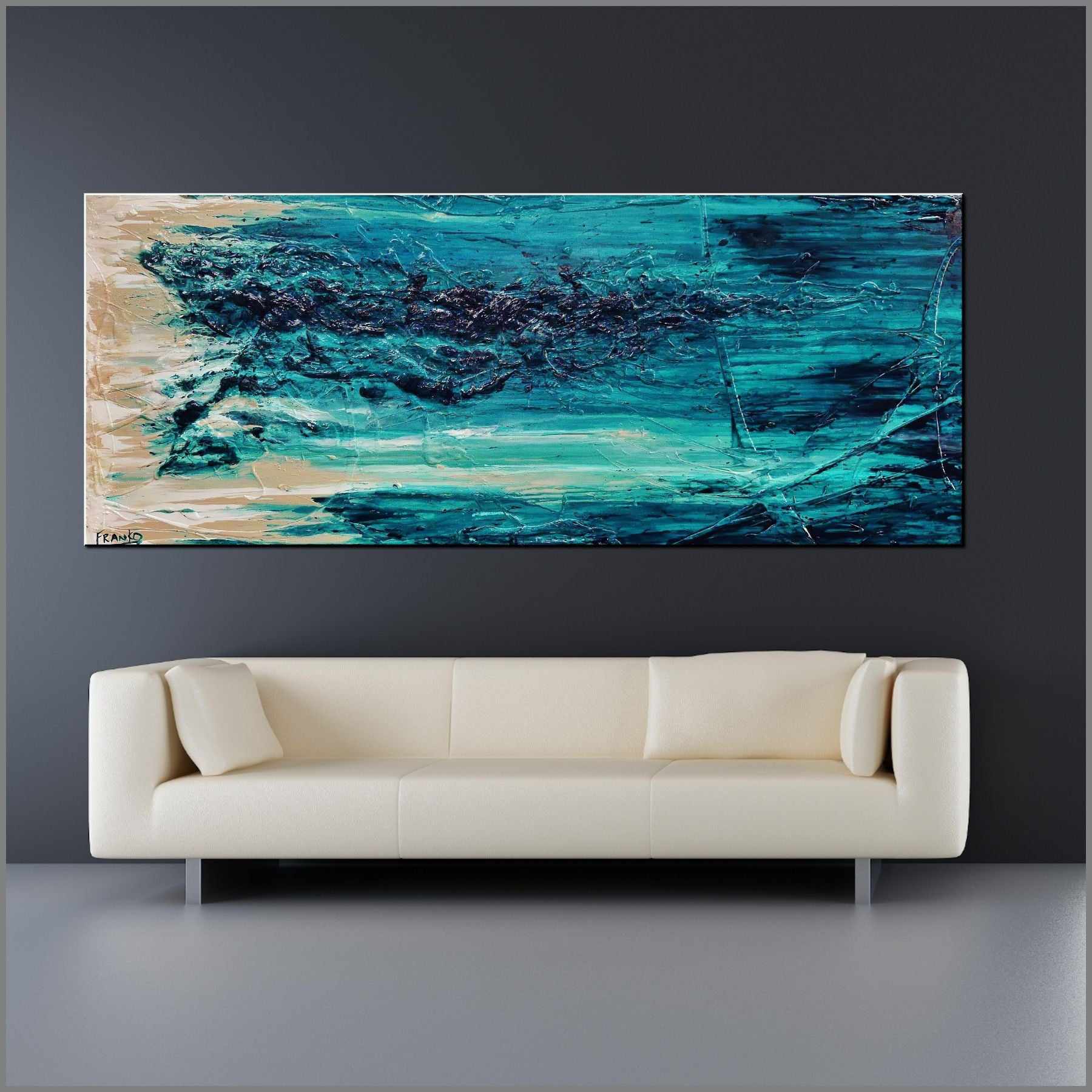 Malted Rush 200cm x 80cm Green Cream Textured Abstract Painting (SOLD)-Abstract-[Franko_Artist]-[Australian_artist]-[Gold_Coast]-[Brisbane]-[modern]-[contemporary]-[original]-[Large_artwork]-[The_Block]-[Dream_Homes]-[ideas]-[Grand_Designs]-[Art_Lover]-Franklin Art Studio