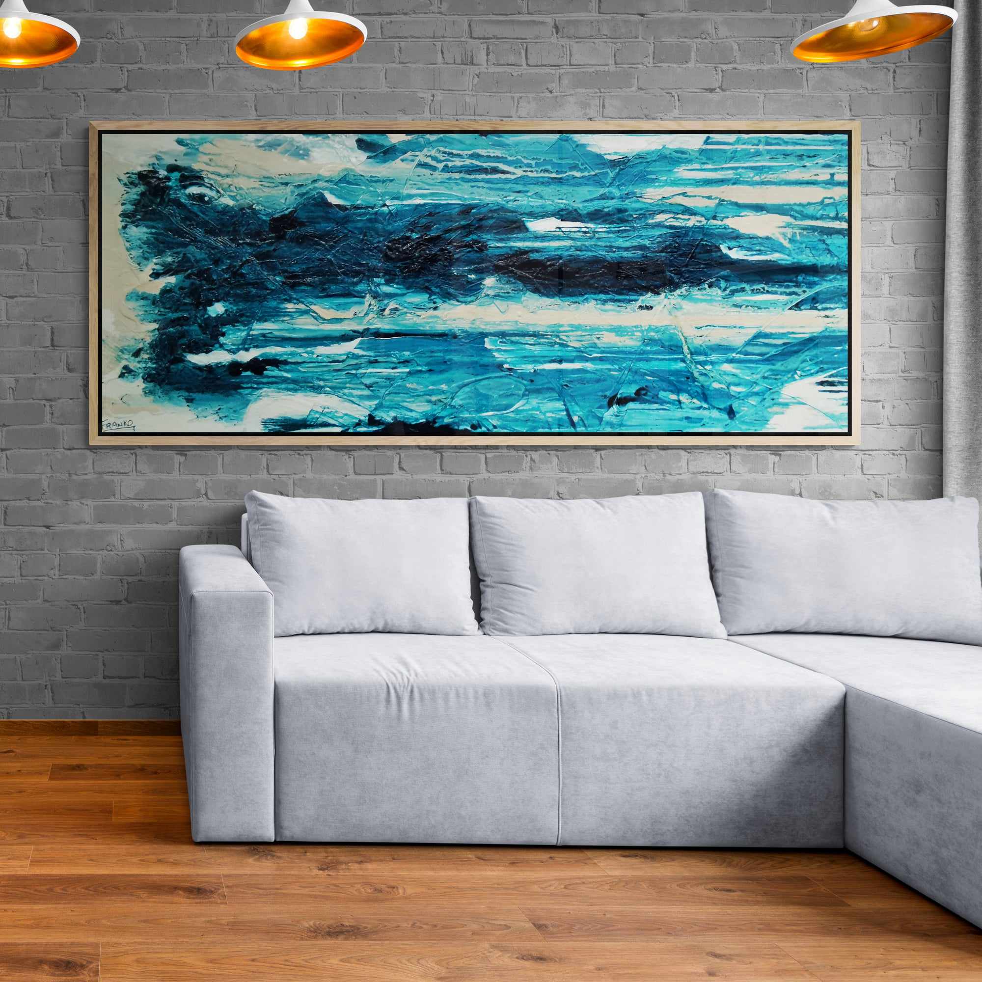 Malted Southern 200cm x 80cm Teal Cream White Textured Abstract Painting (SOLD)-Abstract-[Franko_Artist]-[Australian_artist]-[Gold_Coast]-[Brisbane]-[modern]-[contemporary]-[original]-[Large_artwork]-[The_Block]-[Dream_Homes]-[ideas]-[Grand_Designs]-[Art_Lover]-Franklin Art Studio