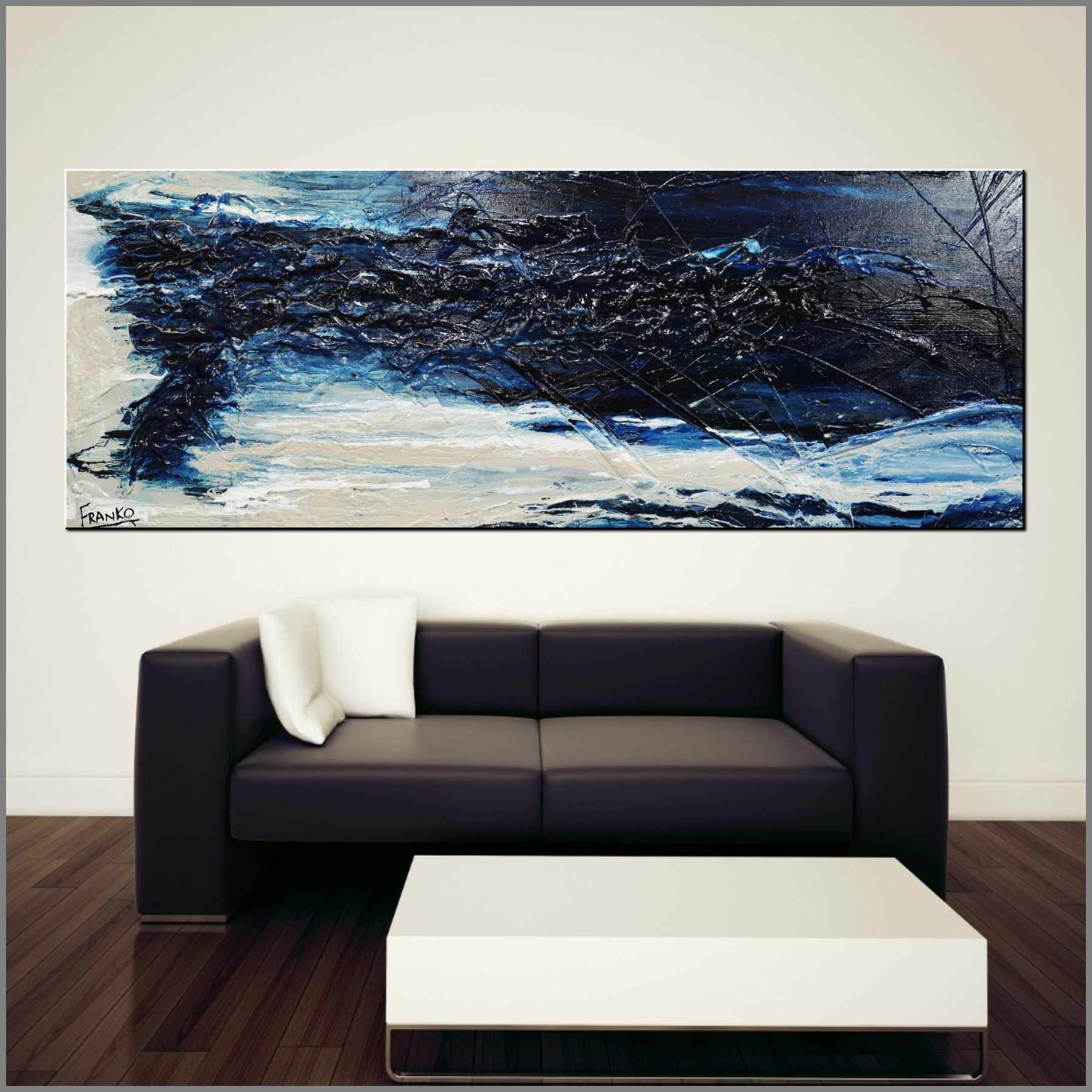 Malty Navy Depth 160cm x 60cm Grey Navy Textured Abstract Painting (SOLD)-Abstract-[Franko_Artist]-[Australian_artist]-[Gold_Coast]-[Brisbane]-[modern]-[contemporary]-[original]-[Large_artwork]-[The_Block]-[Dream_Homes]-[ideas]-[Grand_Designs]-[Art_Lover]-Franklin Art Studio