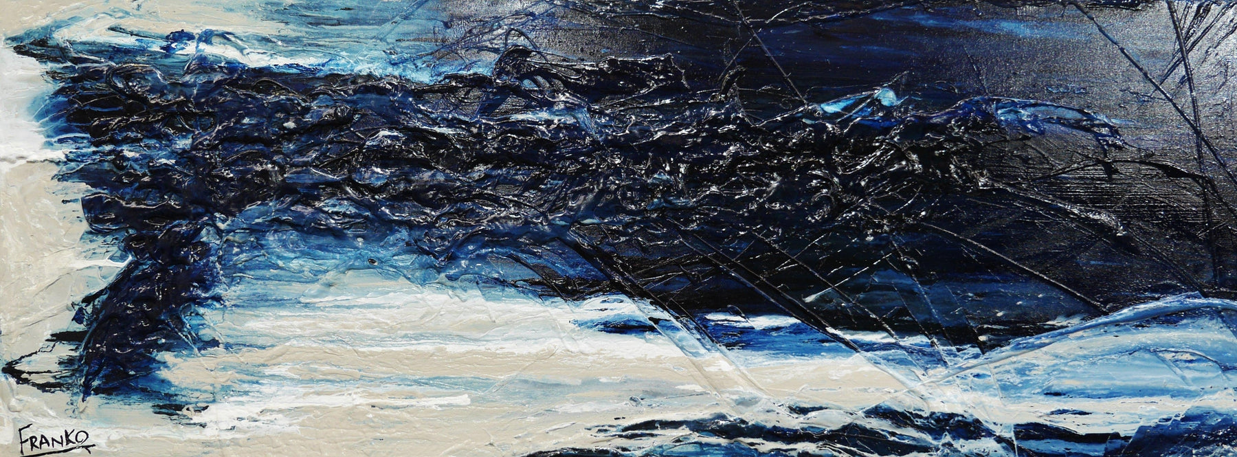 Malty Navy Depth 160cm x 60cm Grey Navy Textured Abstract Painting (SOLD)-Abstract-[Franko_Artist]-[Australian_artist]-[Gold_Coast]-[Brisbane]-[modern]-[contemporary]-[original]-[Large_artwork]-Franklin Art Studio