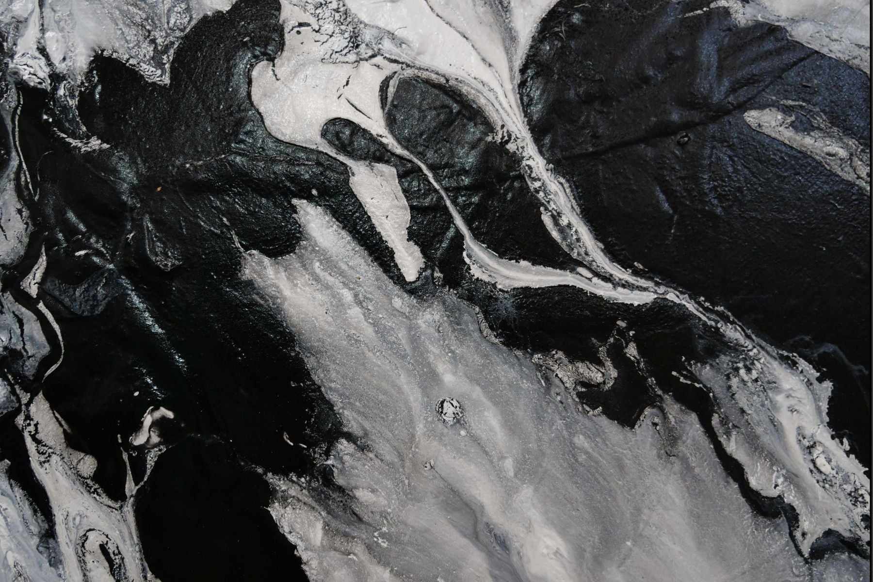 Marbled 120cm x 120cm Black White Textured Abstract Painting (SOLD)