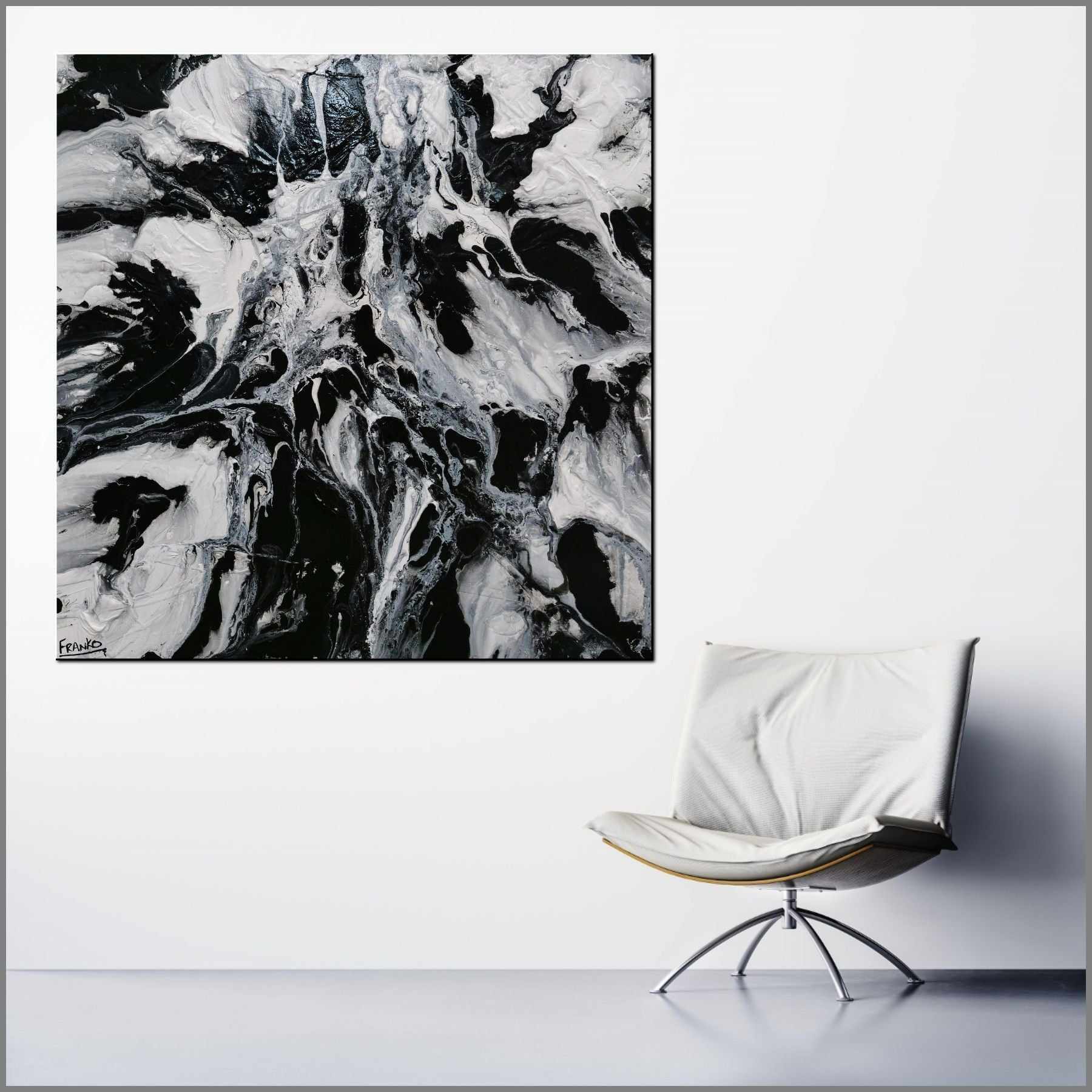Marbled 120cm x 120cm Black White Textured Abstract Painting (SOLD)-Abstract-[Franko_Artist]-[Australian_artist]-[Gold_Coast]-[Brisbane]-[modern]-[contemporary]-[original]-[Large_artwork]-[The_Block]-[Dream_Homes]-[ideas]-[Grand_Designs]-[Art_Lover]-Franklin Art Studio