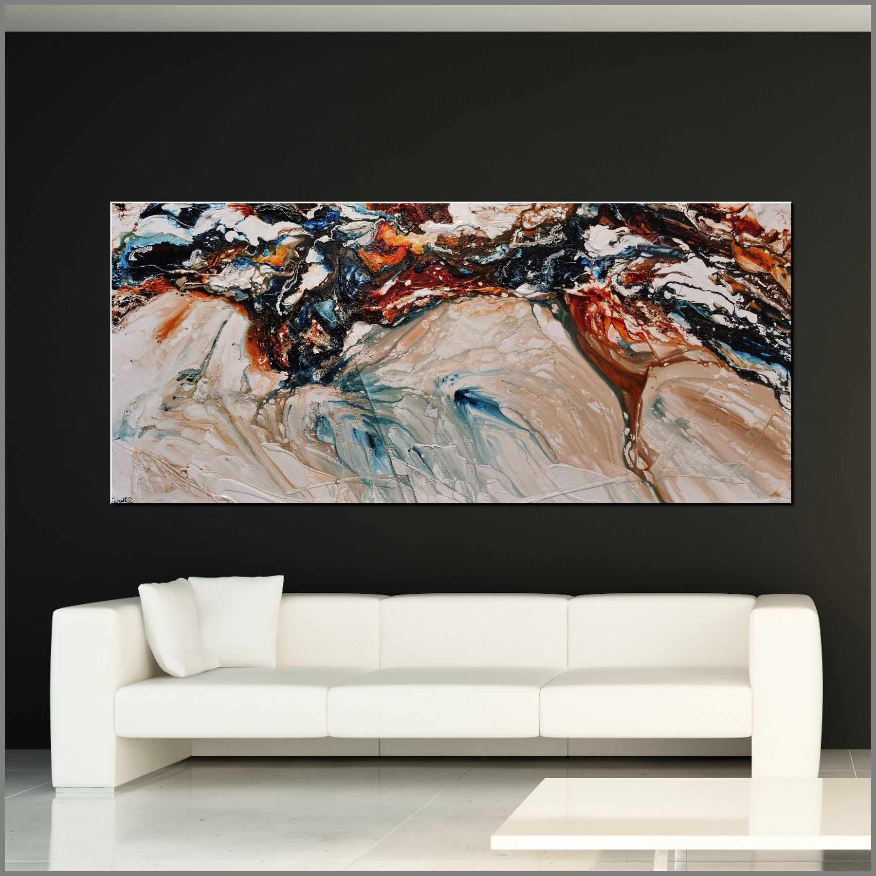 Marbled Coast 270cm x 120cm Oxide Blue White Textured Abstract Painting (SOLD)-Abstract-[Franko_Artist]-[Australian_artist]-[Gold_Coast]-[Brisbane]-[modern]-[contemporary]-[original]-[Large_artwork]-[The_Block]-[Dream_Homes]-[ideas]-[Grand_Designs]-[Art_Lover]-Franklin Art Studio