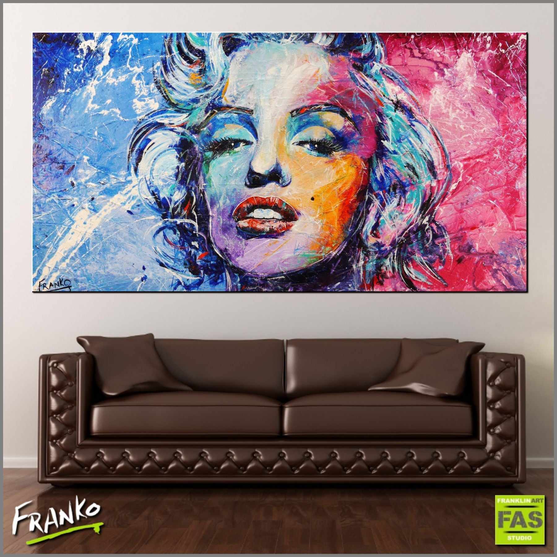 Marilyn Blue 190cm x 100cm Marilyn Monroe Painting (SOLD)-abstract realism-[Franko_Artist]-[Australian_artist]-[Gold_Coast]-[Brisbane]-[modern]-[contemporary]-[original]-[Large_artwork]-[The_Block]-[Dream_Homes]-[ideas]-[Grand_Designs]-[Art_Lover]-Franklin Art Studio
