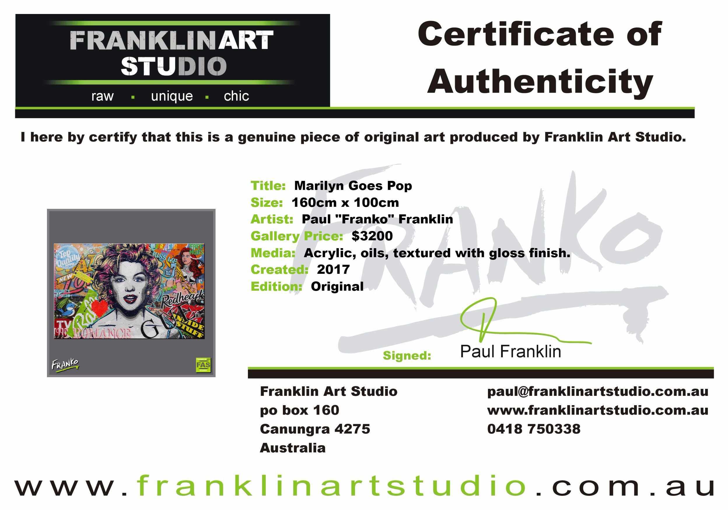 Marilyn Goes Pop 160cm x 100cm Marilyn Monroe Pop Art Painting (SOLD)-urban pop-[Franko_Artist]-[The_Block]-[Dream_Homes]-[ideas]- [Grand_Designs]-Franklin Art Studio