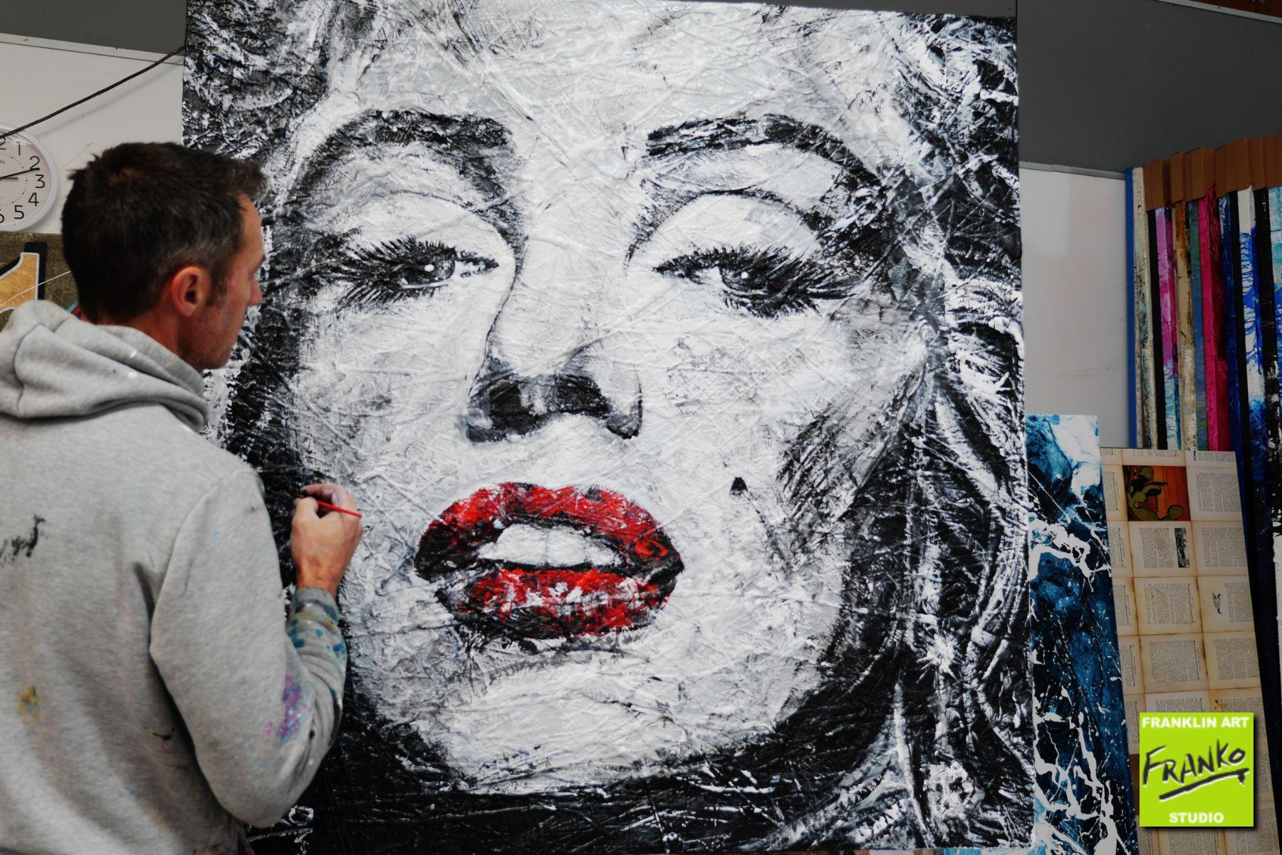 Marilyn Jazz 120cm x 120cm Marilyn Monroe Abstract Realism Painting (SOLD)-abstract realism-[Franko_Artist]-[The_Block]-[Dream_Homes]-[ideas]-[Grand_Designs]-[Art_Lover]-Franklin Art Studio