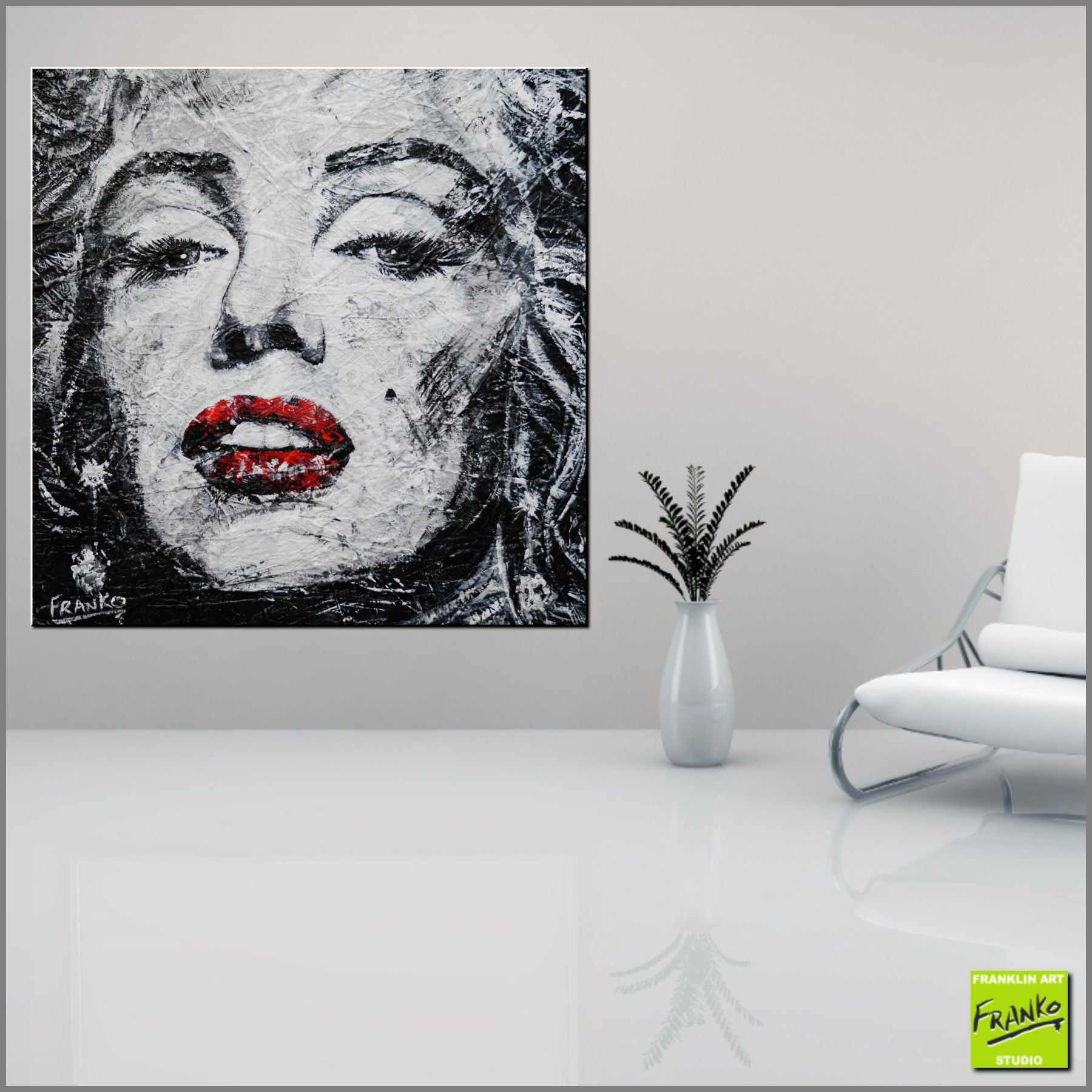 Marilyn Jazz 120cm x 120cm Marilyn Monroe Abstract Realism Painting (SOLD)-abstract realism-[Franko_Artist]-[Australian_artist]-[Gold_Coast]-[Brisbane]-[modern]-[contemporary]-[original]-[Large_artwork]-[The_Block]-[Dream_Homes]-[ideas]-[Grand_Designs]-[Art_Lover]-Franklin Art Studio