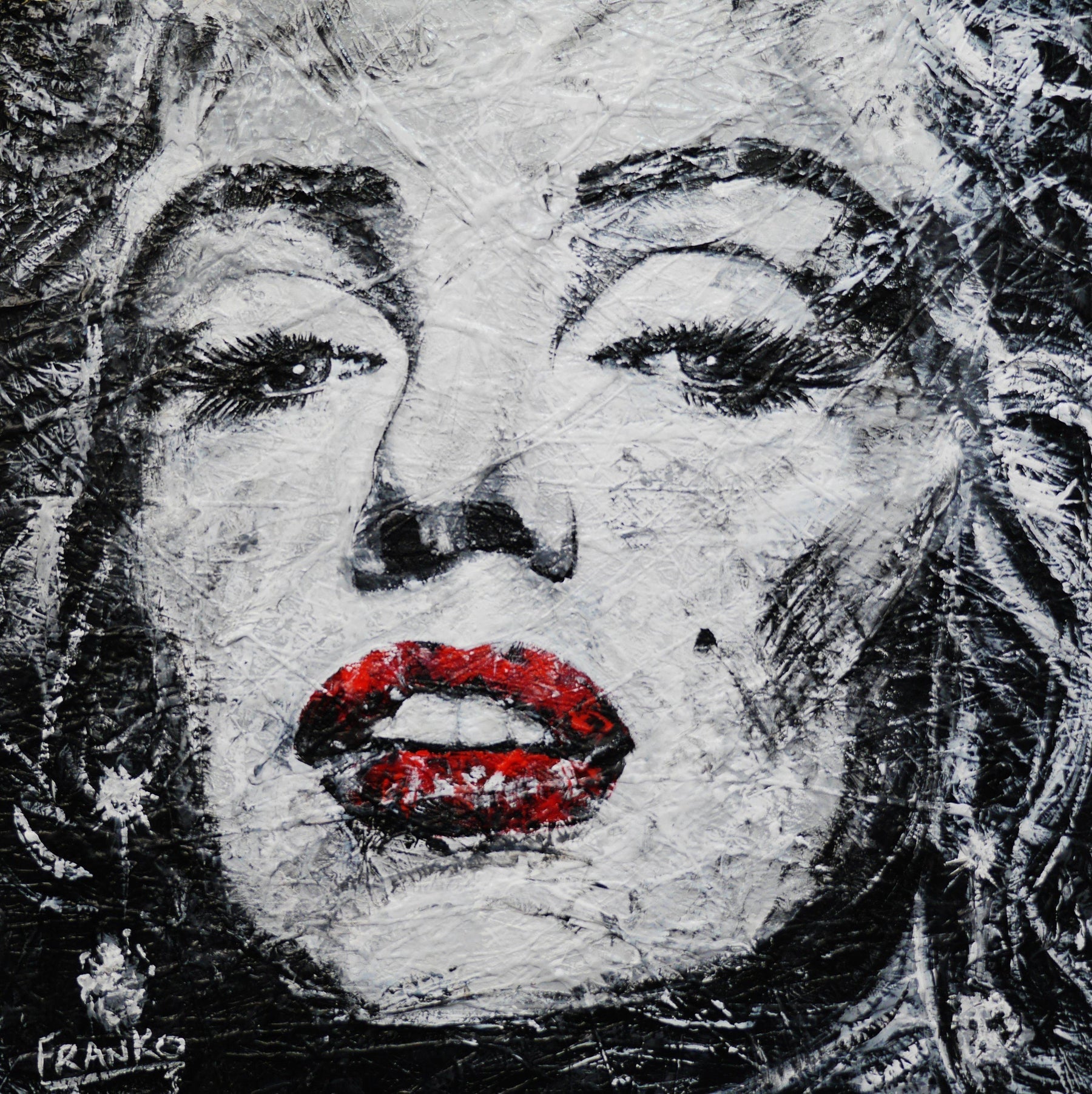 Marilyn Jazz 120cm x 120cm Marilyn Monroe Abstract Realism Painting (SOLD)-abstract realism-[Franko_Artist]-[Australian_artist]-[Gold_Coast]-[Brisbane]-[modern]-[contemporary]-[original]-[Large_artwork]-Franklin Art Studio