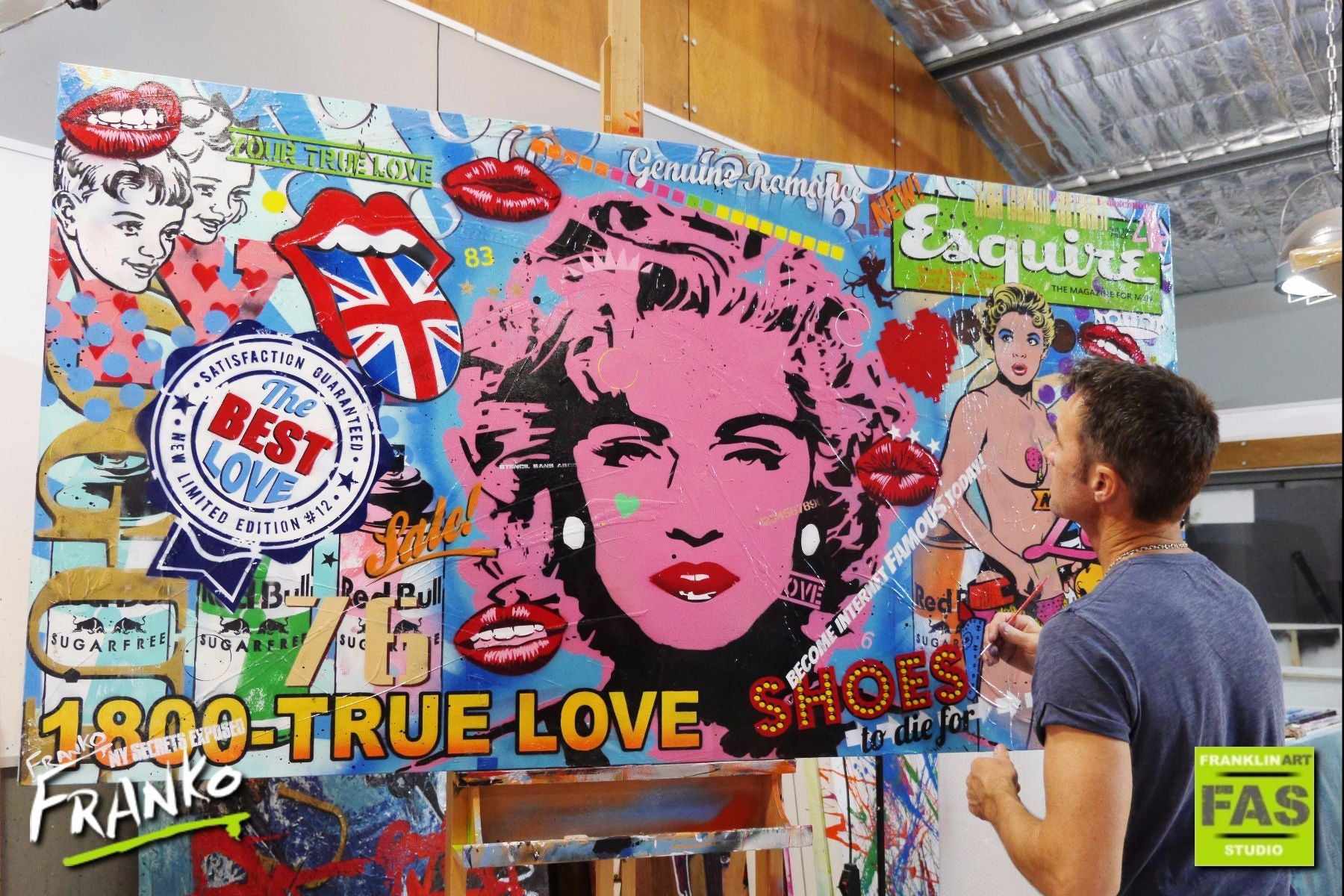 Material Girl 190cm x 100cm Madonna Pop Art Painting (SOLD)-urban pop-[Franko_Artist]-[The_Block]-[Dream_Homes]-[ideas]- [Grand_Designs]-Franklin Art Studio