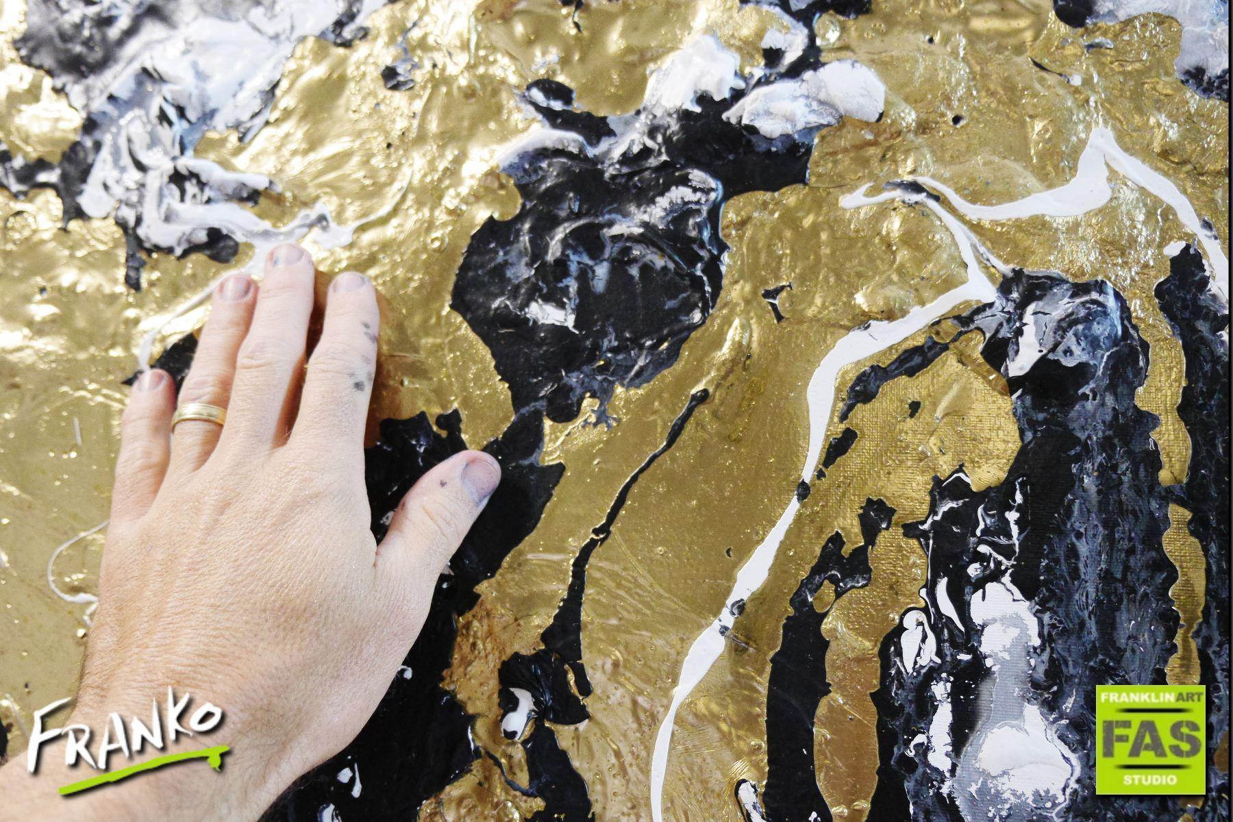 Metallic Gold Infusion 140cm x 180cm Metallic Gold White Abstract Painting (SOLD)