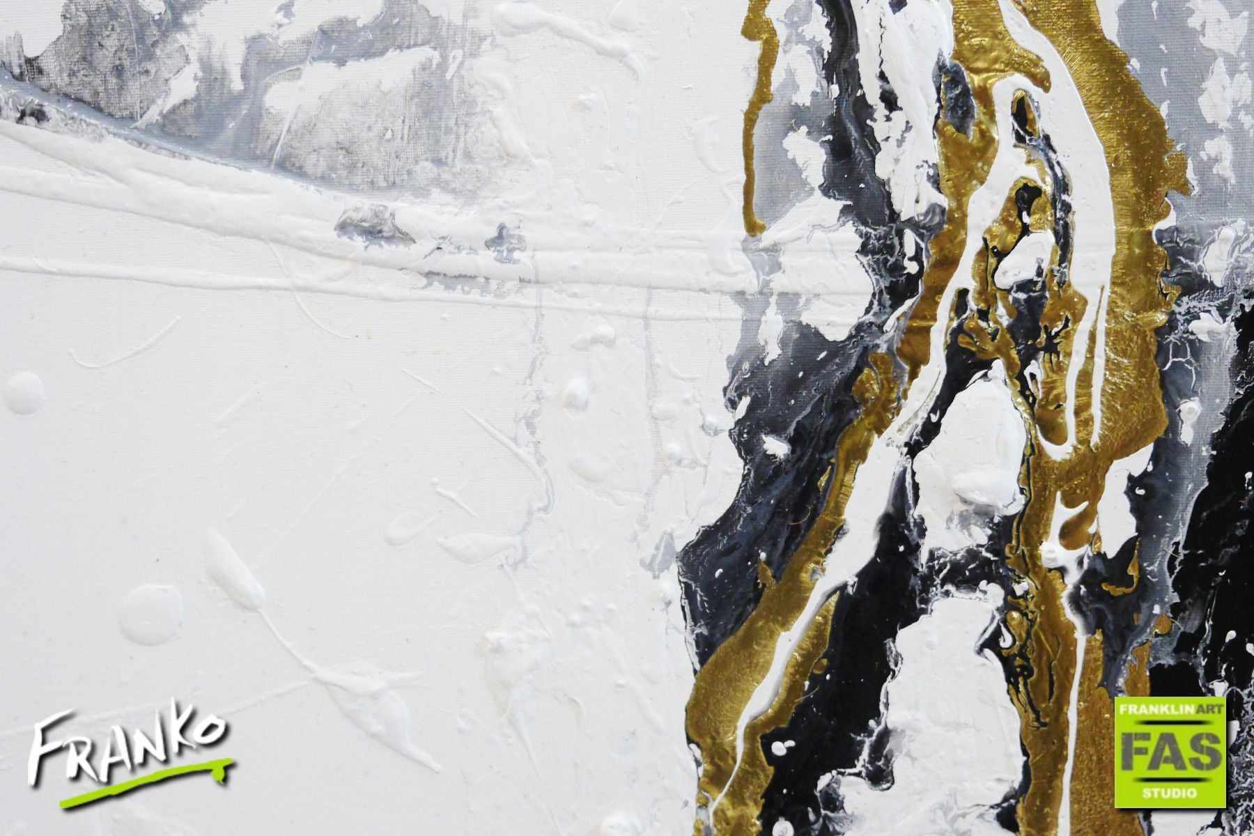 Metallic Gold Infusion 140cm x 180cm Metallic Gold White Abstract Painting (SOLD)
