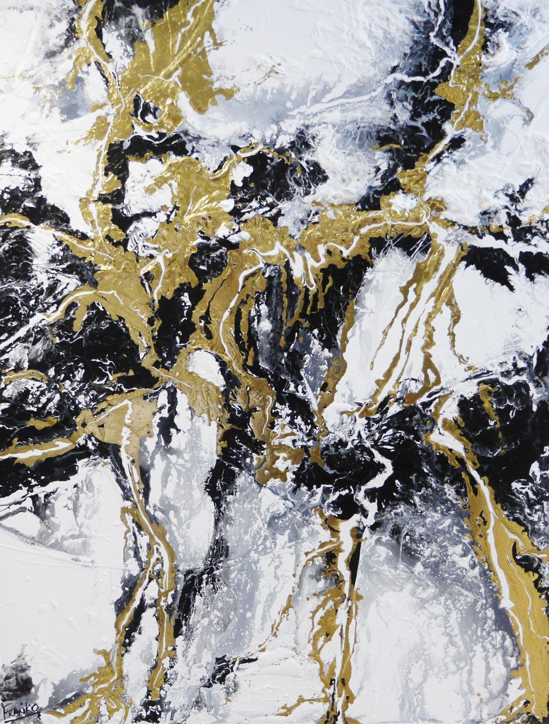 Metallic Gold Infusion 140cm x 180cm Metallic Gold White Abstract Painting (SOLD)-abstract-[Franko_Artist]-[Australian_artist]-[Gold_Coast]-[Brisbane]-[modern]-[contemporary]-[original]-[Large_artwork]-Franklin Art Studio