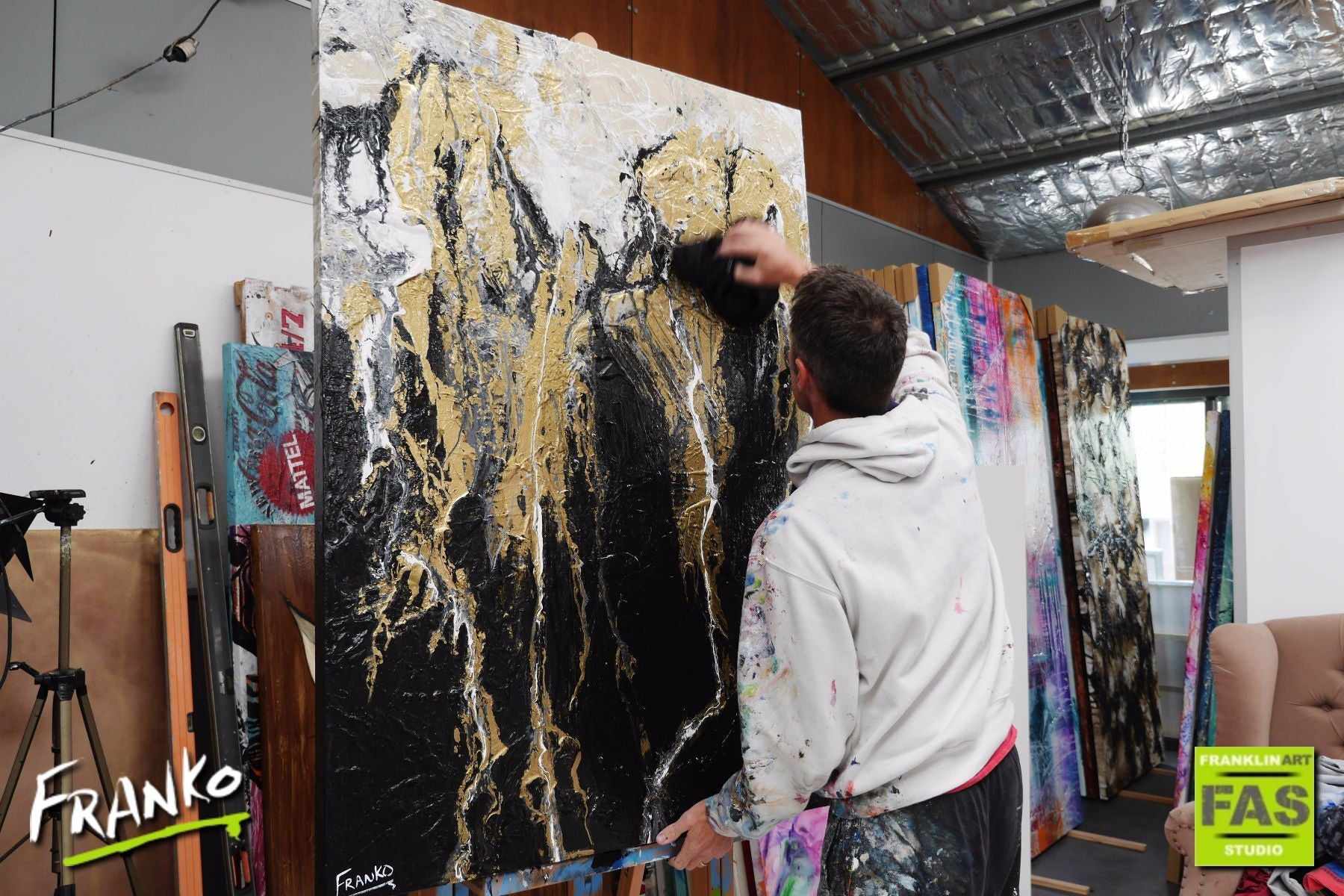 Metallic Gold Veins Infusion 140cm x 100cm Black and Gold Abstract Painting (SOLD)-abstract-[Franko_Artist]-[The_Block]-[Dream_Homes]-[ideas]- [Grand_Designs]-Franklin Art Studio