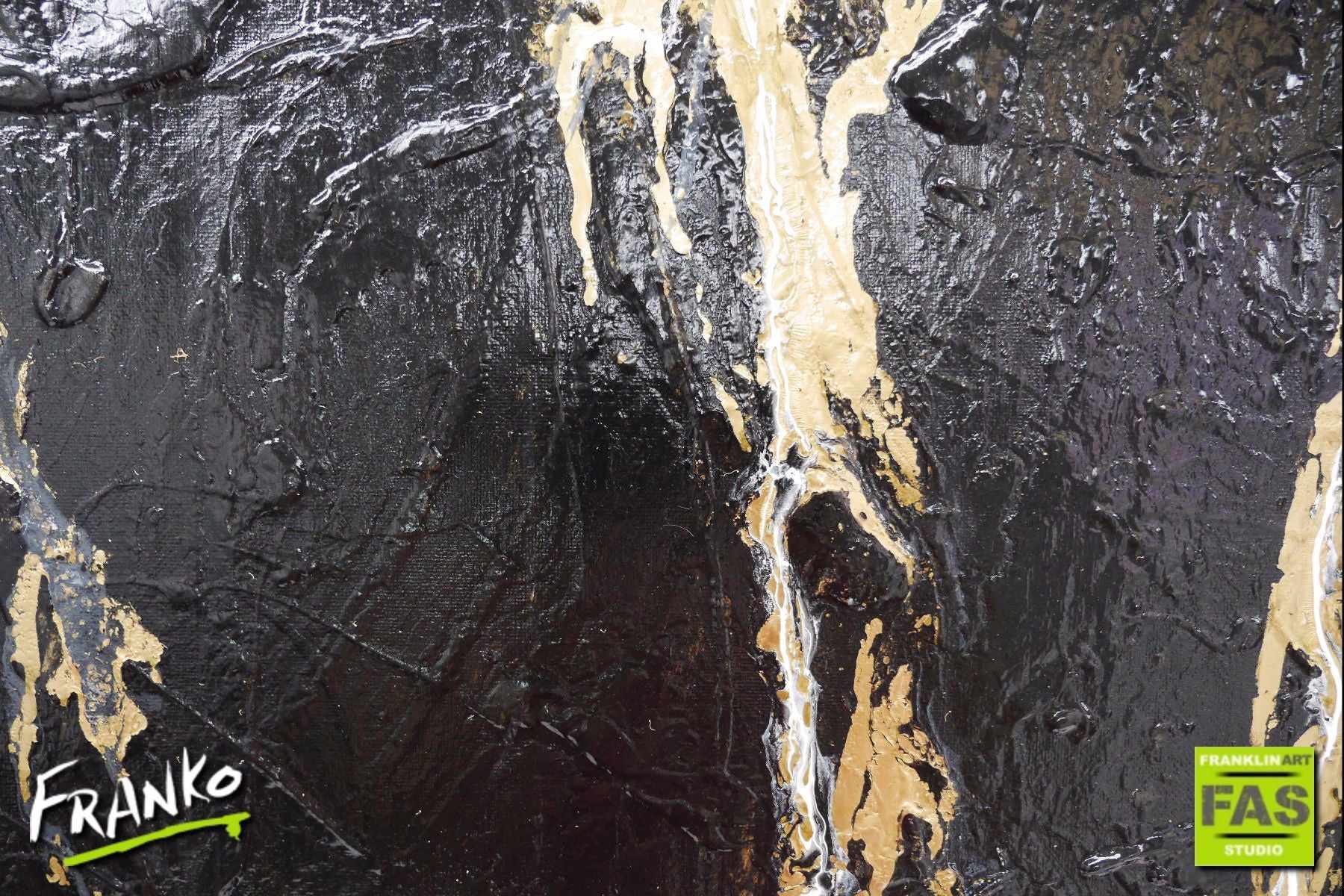 Metallic Gold Veins Infusion 140cm x 100cm Black and Gold Abstract Painting (SOLD)