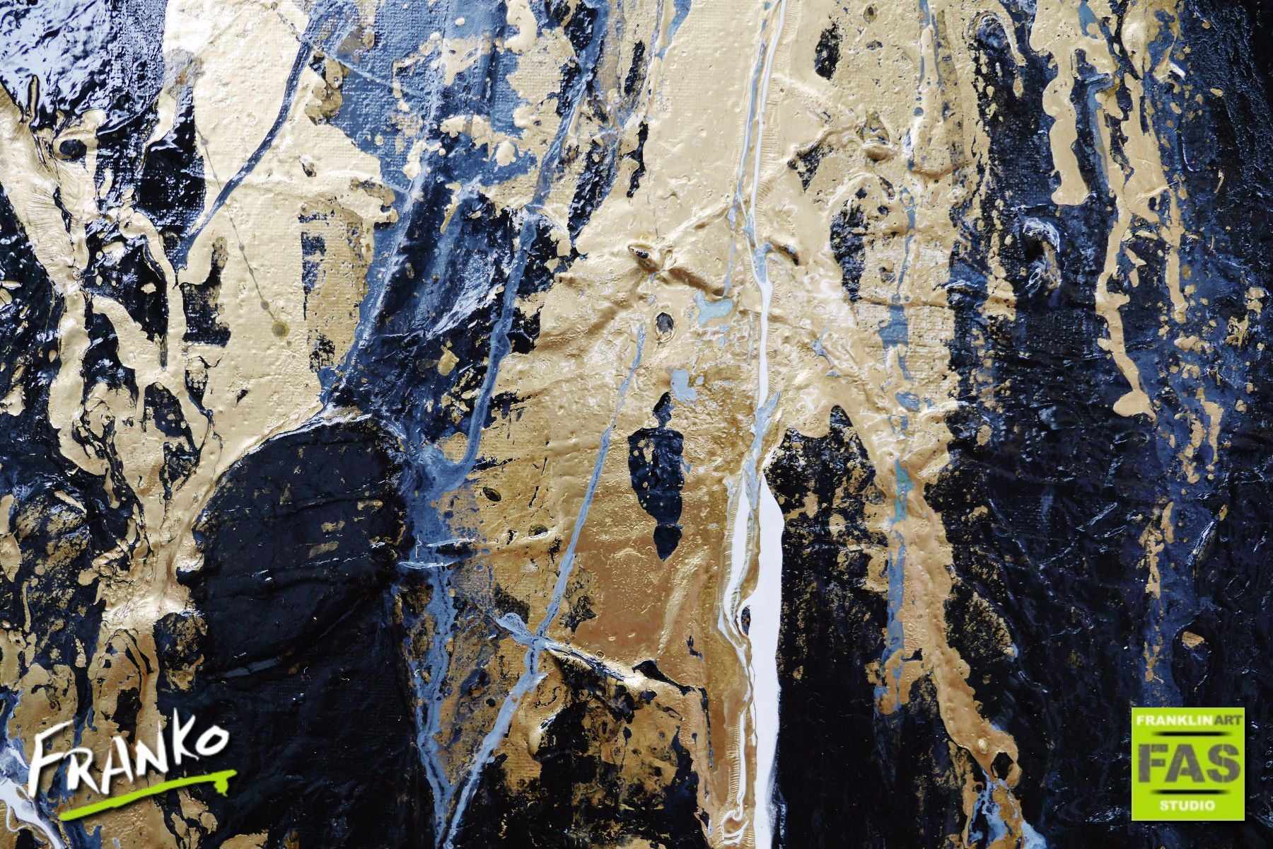Metallic Gold Veins Infusion 140cm x 100cm Black and Gold Abstract Painting (SOLD)