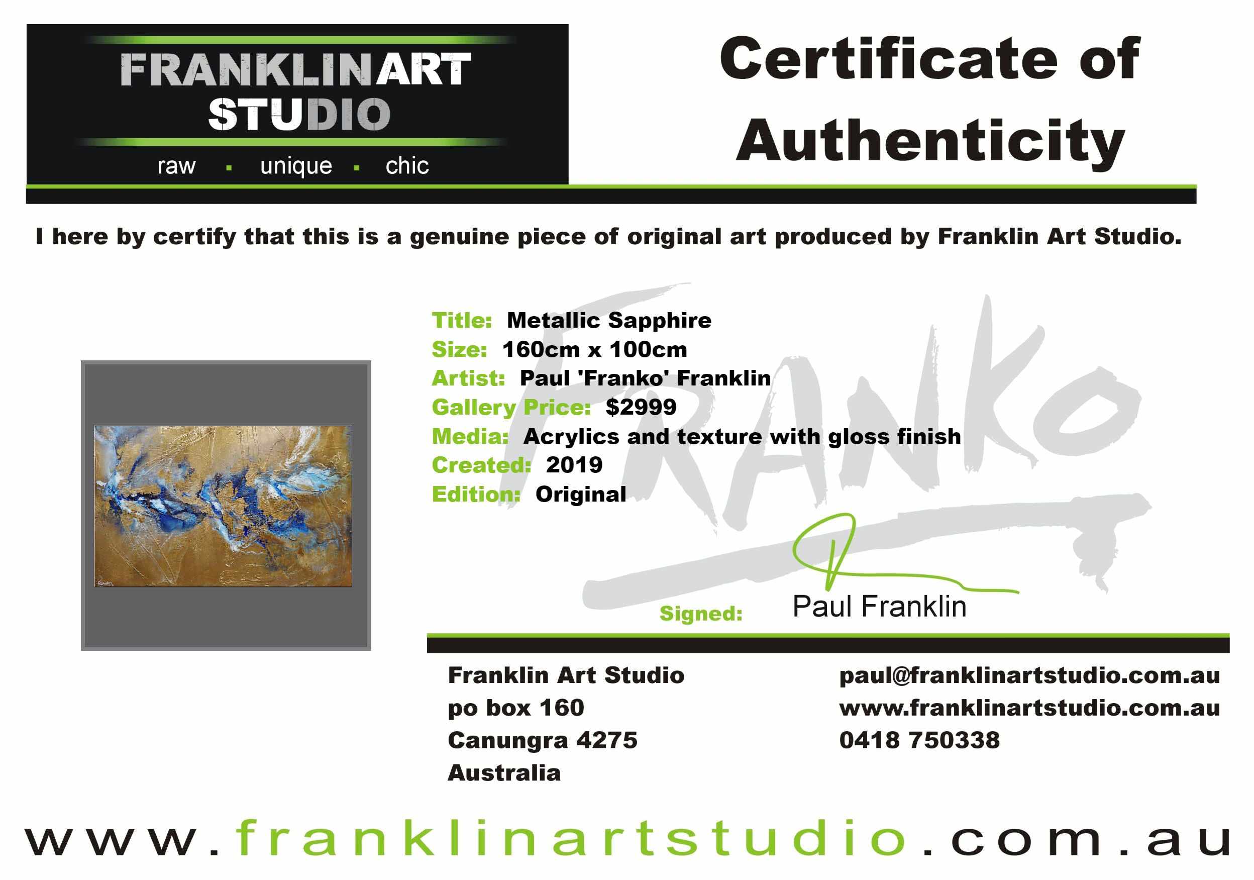 Metallic Sapphire 160cm x 100cm Gold Blue Textured Abstract Painting (SOLD)-Abstract-[Franko_Artist]-[The_Block]-[Dream_Homes]-[ideas]-[Grand_Designs]-[Art_Lover]-Franklin Art Studio