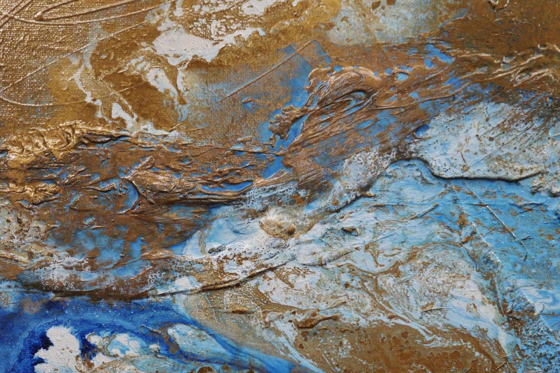 Metallic Sapphire 160cm x 100cm Gold Blue Textured Abstract Painting (SOLD)