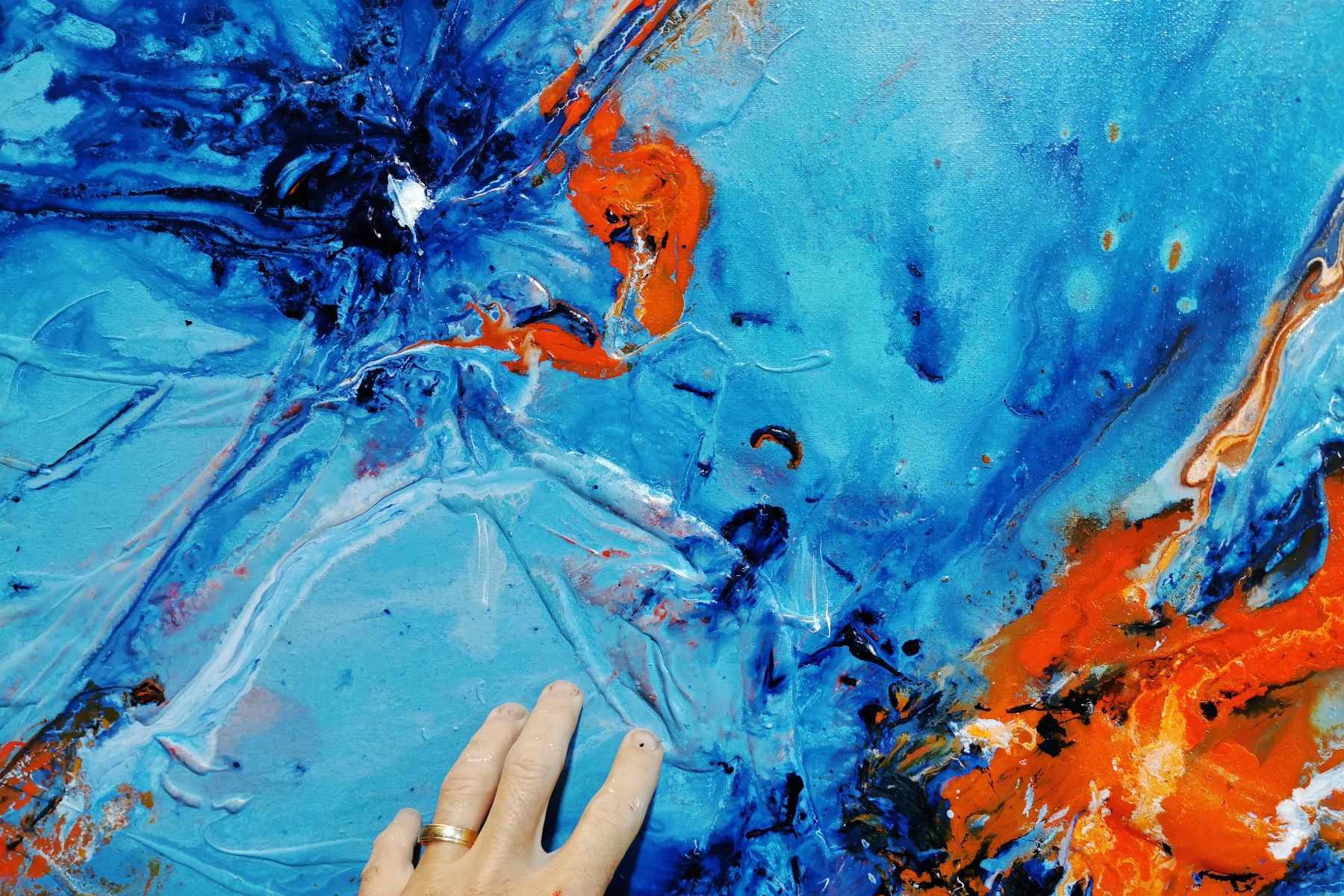 Midday Sunrise 160cm x 100cm Blue Orange Textured Abstract Painting (SOLD)-Abstract-[Franko]-[Artist]-[Australia]-[Painting]-Franklin Art Studio