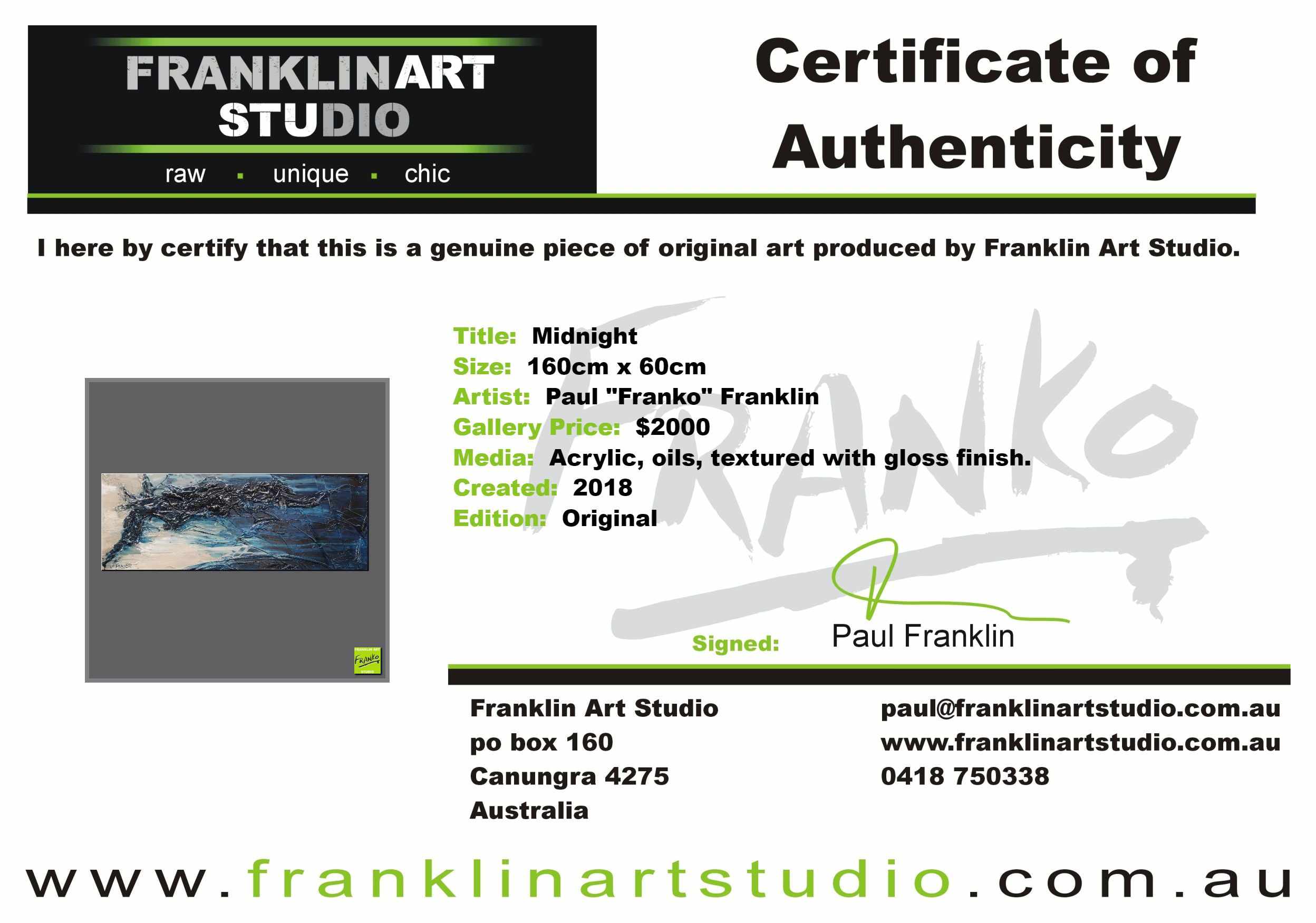 Midnight 160cm x 60cm Blue White Grey Textured Abstract Painting (SOLD)-Abstract-[Franko]-[Artist]-[Australia]-[Painting]-Franklin Art Studio