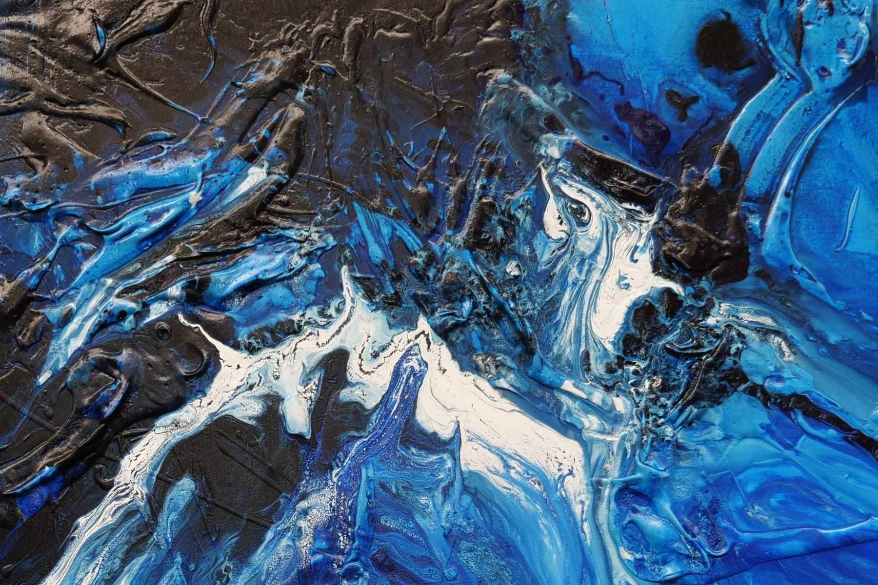 Midnight Blu 75cm x 100cm Blue White Textured Abstract Painting (SOLD)