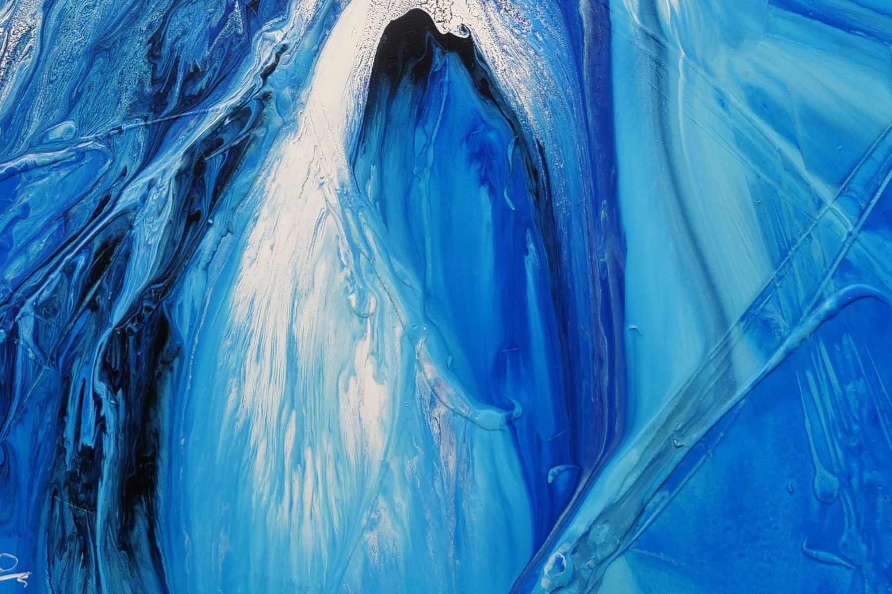 Midnight Blu 75cm x 100cm Blue White Textured Abstract Painting (SOLD)