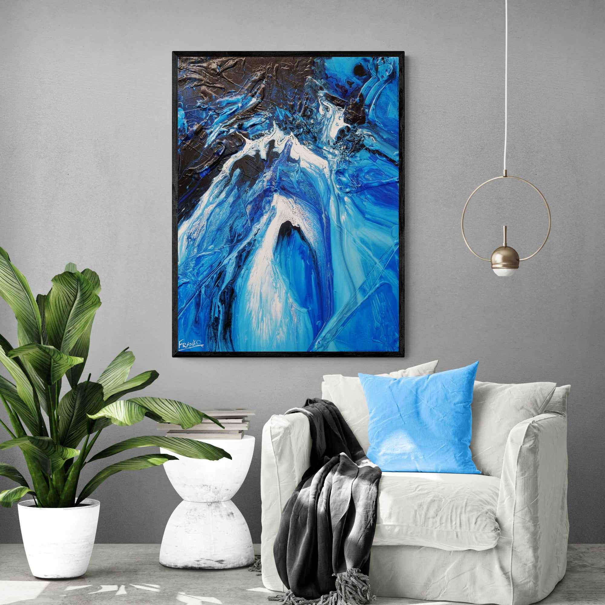 Midnight Blu 75cm x 100cm Blue White Textured Abstract Painting (SOLD)-Abstract-[Franko_Artist]-[Australian_artist]-[Gold_Coast]-[Brisbane]-[modern]-[contemporary]-[original]-[Large_artwork]-[The_Block]-[Dream_Homes]-[ideas]-[Grand_Designs]-[Art_Lover]-Franklin Art Studio