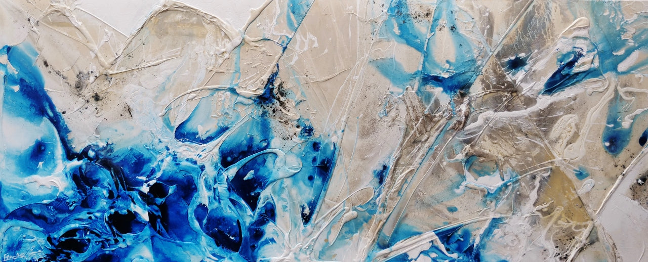 Midnight Casbah 240cm x 100cm Malt Blue Textured Abstract Painting (SOLD)-Abstract-[Franko_Artist]-[Australian_artist]-[Gold_Coast]-[Brisbane]-[modern]-[contemporary]-[original]-[Large_artwork]-Franklin Art Studio