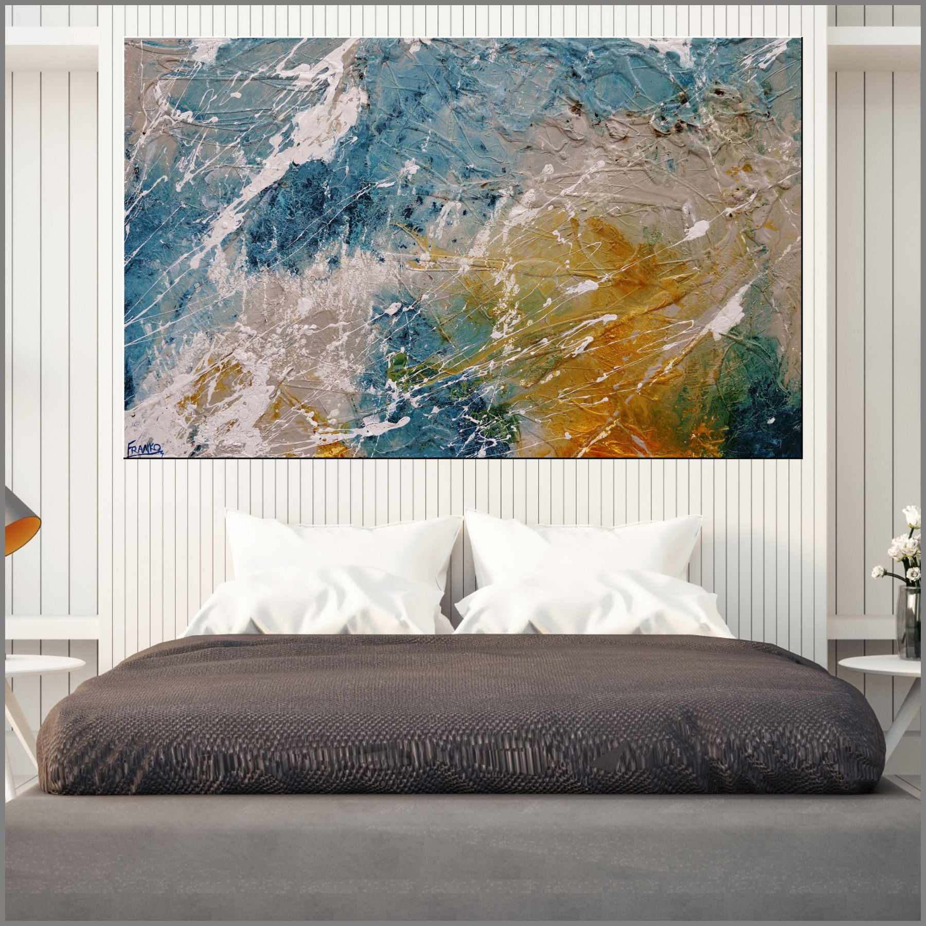 Midnight Denim 160cm x 100cm Denim Blue Rust Malt White Textured Abstract Painting (SOLD)-Abstract-[Franko_Artist]-[Australian_artist]-[Gold_Coast]-[Brisbane]-[modern]-[contemporary]-[original]-[Large_artwork]-[The_Block]-[Dream_Homes]-[ideas]-[Grand_Designs]-[Art_Lover]-Franklin Art Studio