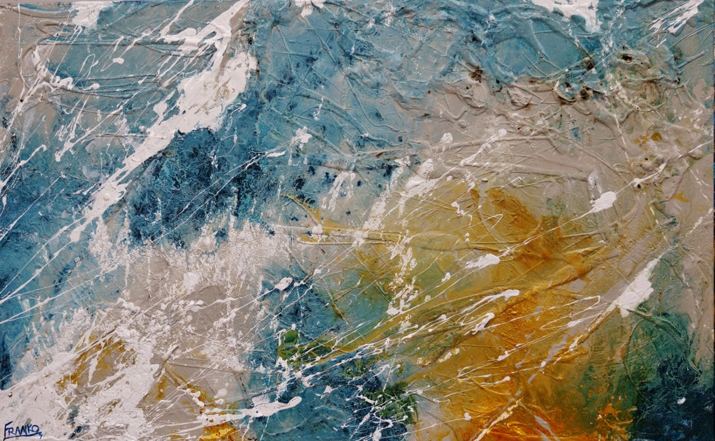 Midnight Denim 160cm x 100cm Denim Blue Rust Malt White Textured Abstract Painting (SOLD)-Abstract-[Franko_Artist]-[Australian_artist]-[Gold_Coast]-[Brisbane]-[modern]-[contemporary]-[original]-[Large_artwork]-Franklin Art Studio