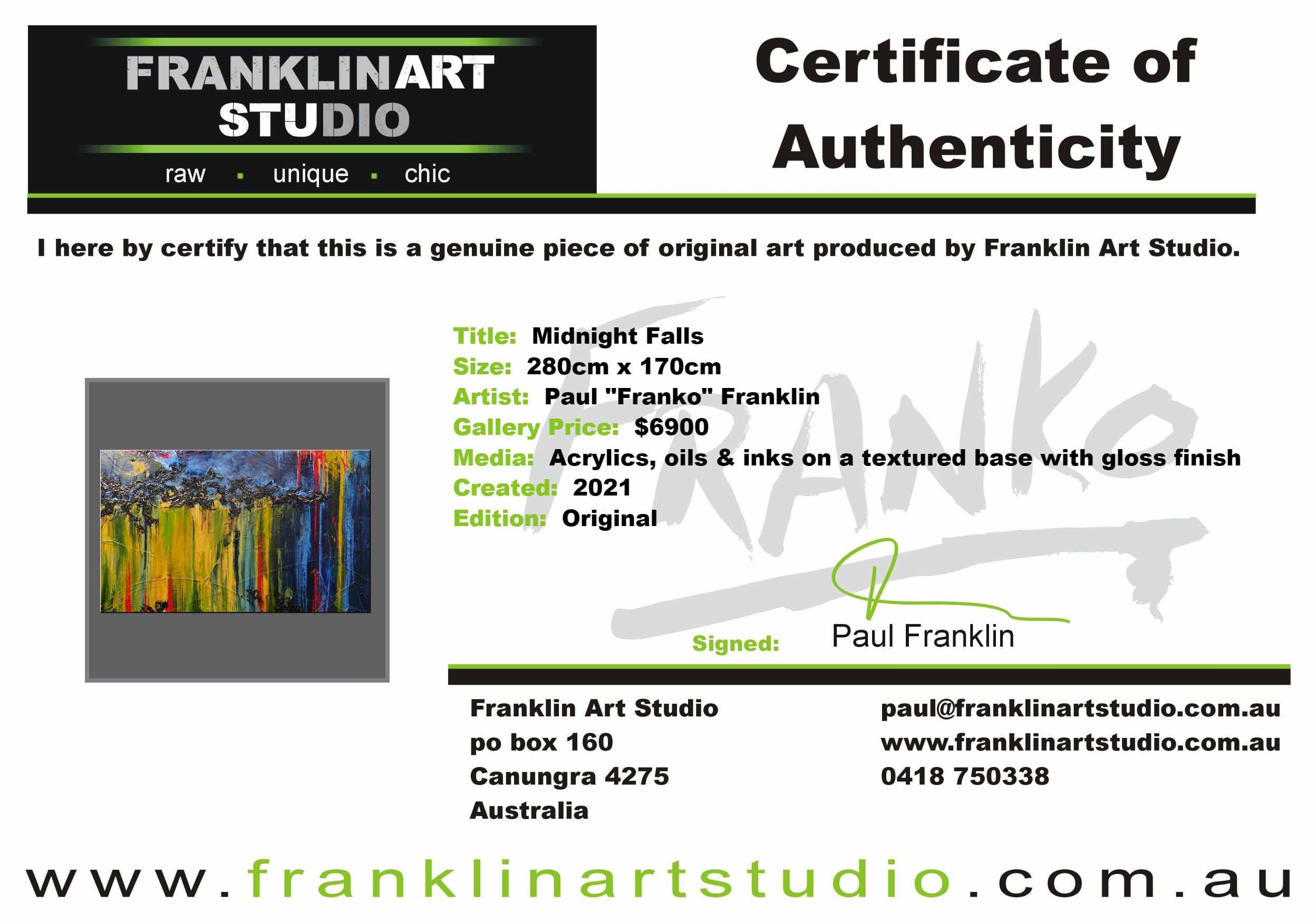 Midnight Falls 280cm x 170cm Blue Yellow Textured Abstract Painting (SOLD)-Abstract-[Franko]-[Australian]-[Popular]-[Best Selling]-Franklin Art Studio