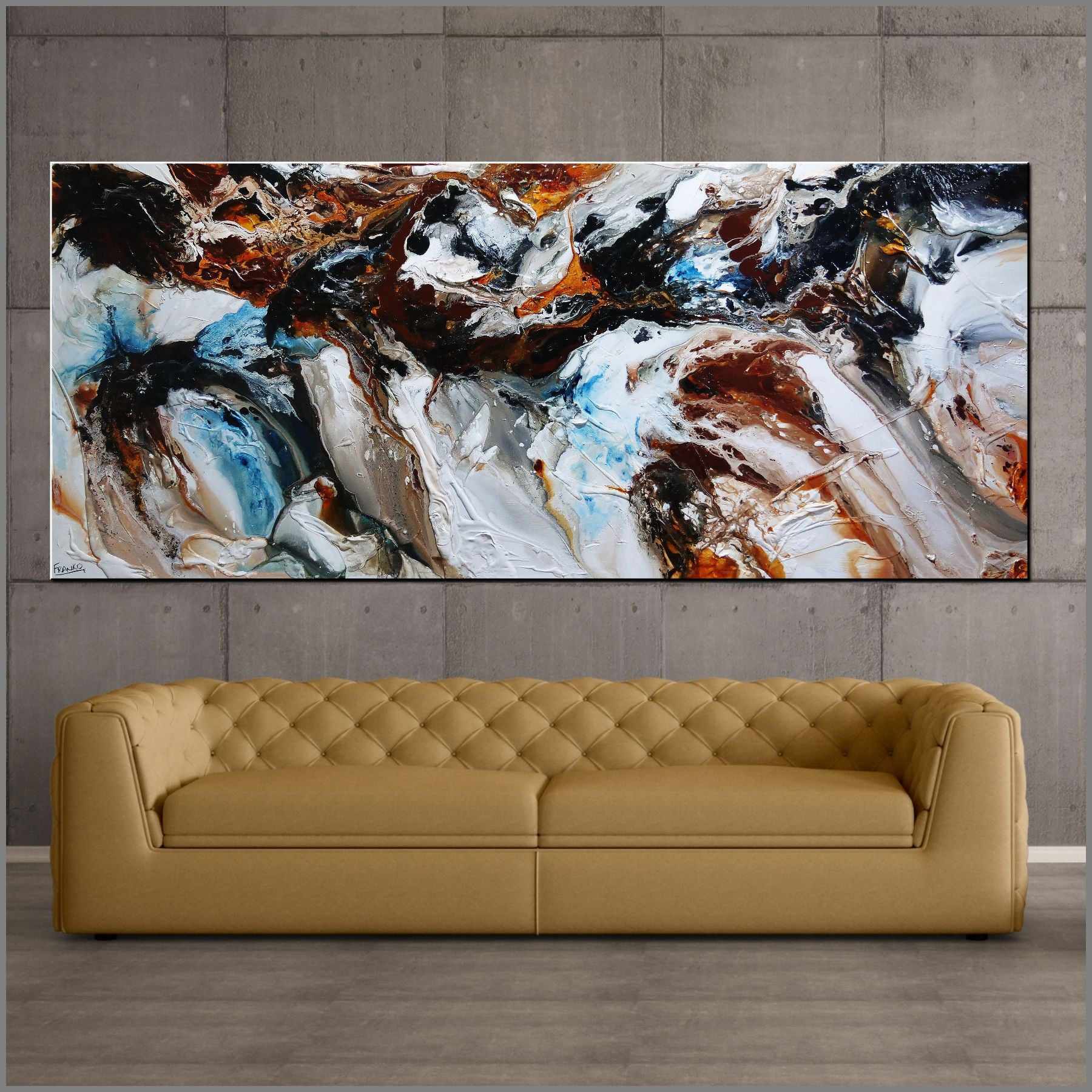 Midnight Gamma 240cm x 100cm Blue Black Brown Textured Abstract Painting (SOLD)-Abstract-[Franko_Artist]-[Australian_artist]-[Gold_Coast]-[Brisbane]-[modern]-[contemporary]-[original]-[Large_artwork]-[The_Block]-[Dream_Homes]-[ideas]-[Grand_Designs]-[Art_Lover]-Franklin Art Studio