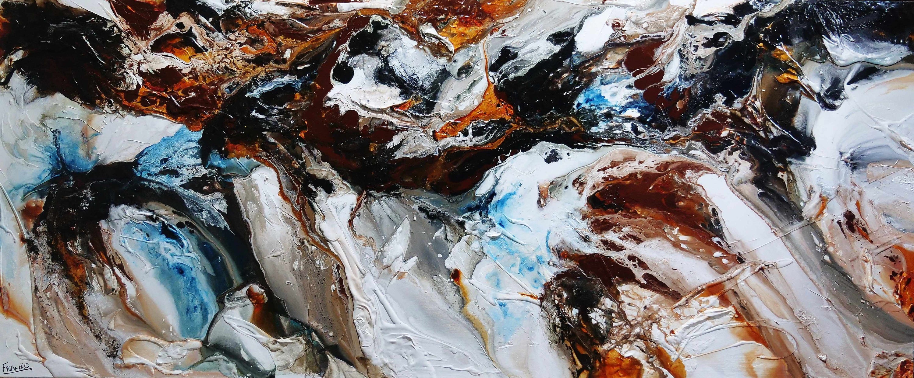Midnight Gamma 240cm x 100cm Blue Black Brown Textured Abstract Painting (SOLD)-Abstract-[Franko_Artist]-[Australian_artist]-[Gold_Coast]-[Brisbane]-[modern]-[contemporary]-[original]-[Large_artwork]-Franklin Art Studio