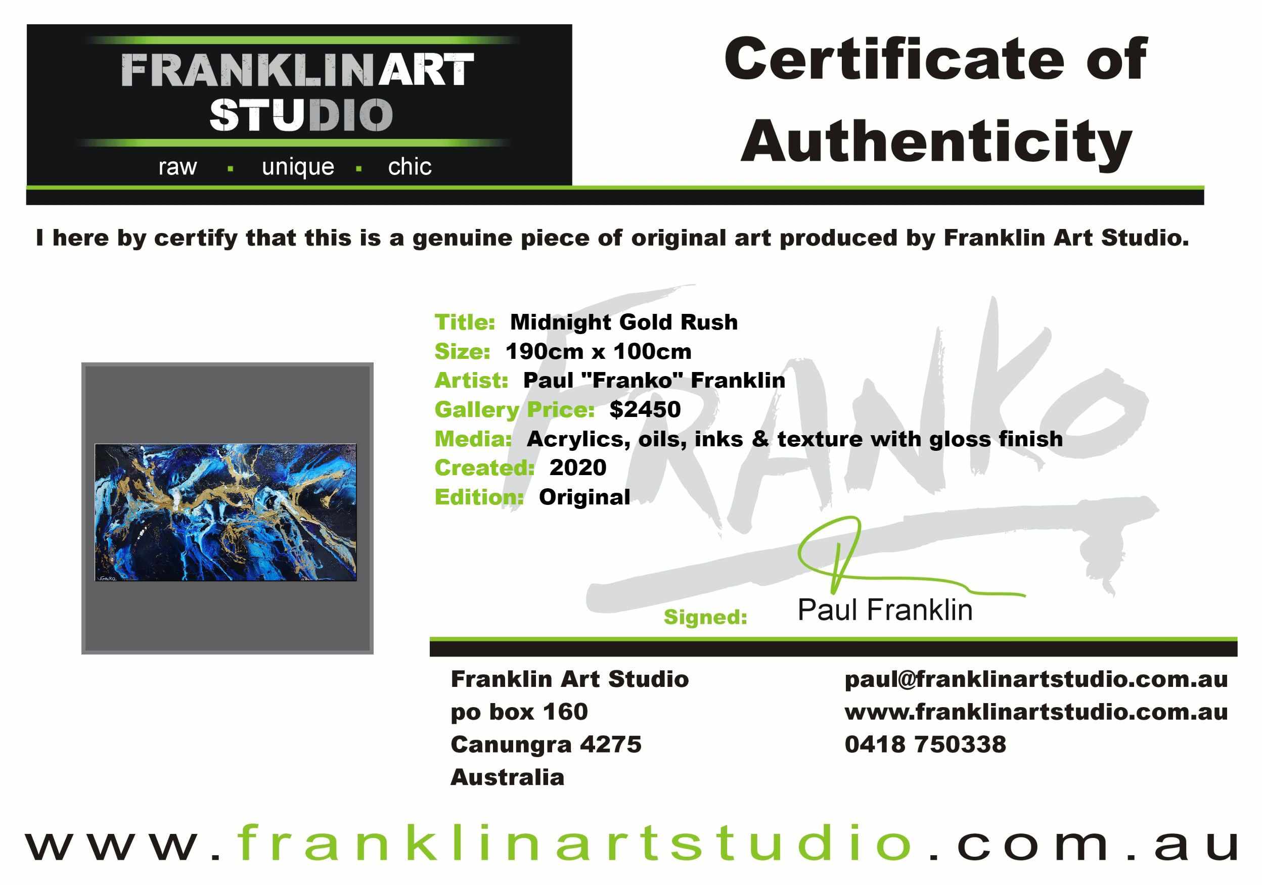 Midnight Gold Rush 190cm x 100cm Blue Gold Textured Abstract Painting (SOLD)-Abstract-[Franko_Artist]-[The_Block]-[Dream_Homes]-[ideas]-[Grand_Designs]-[Art_Lover]-Franklin Art Studio