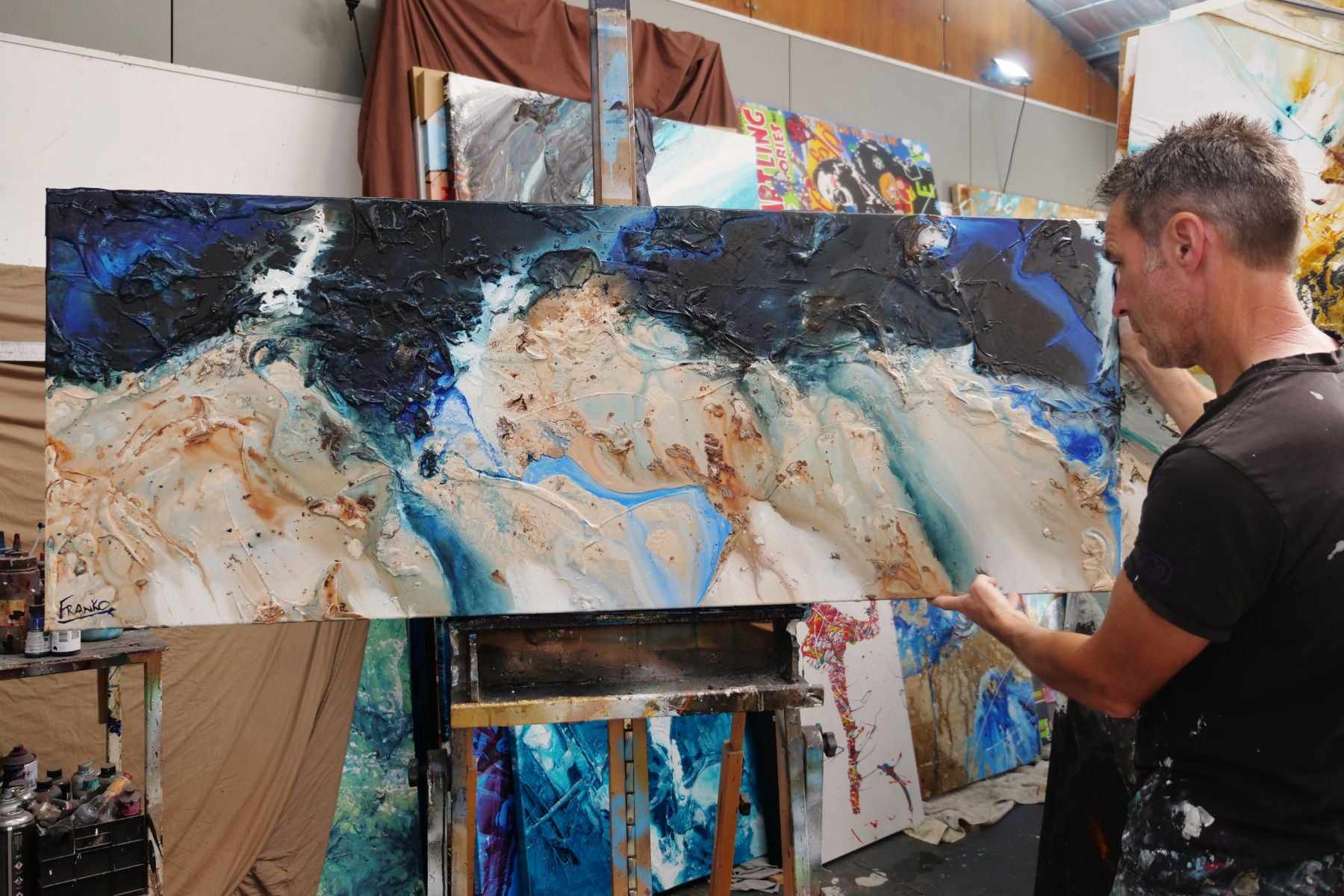 update alt-text with template Midnight Hour 160cm x 60cm Blue Cream Textured Abstract Painting (SOLD)-Abstract-[Franko_Artist]-[The_Block]-[Dream_Homes]-[ideas]- [Grand_Designs]-Franklin Art Studio