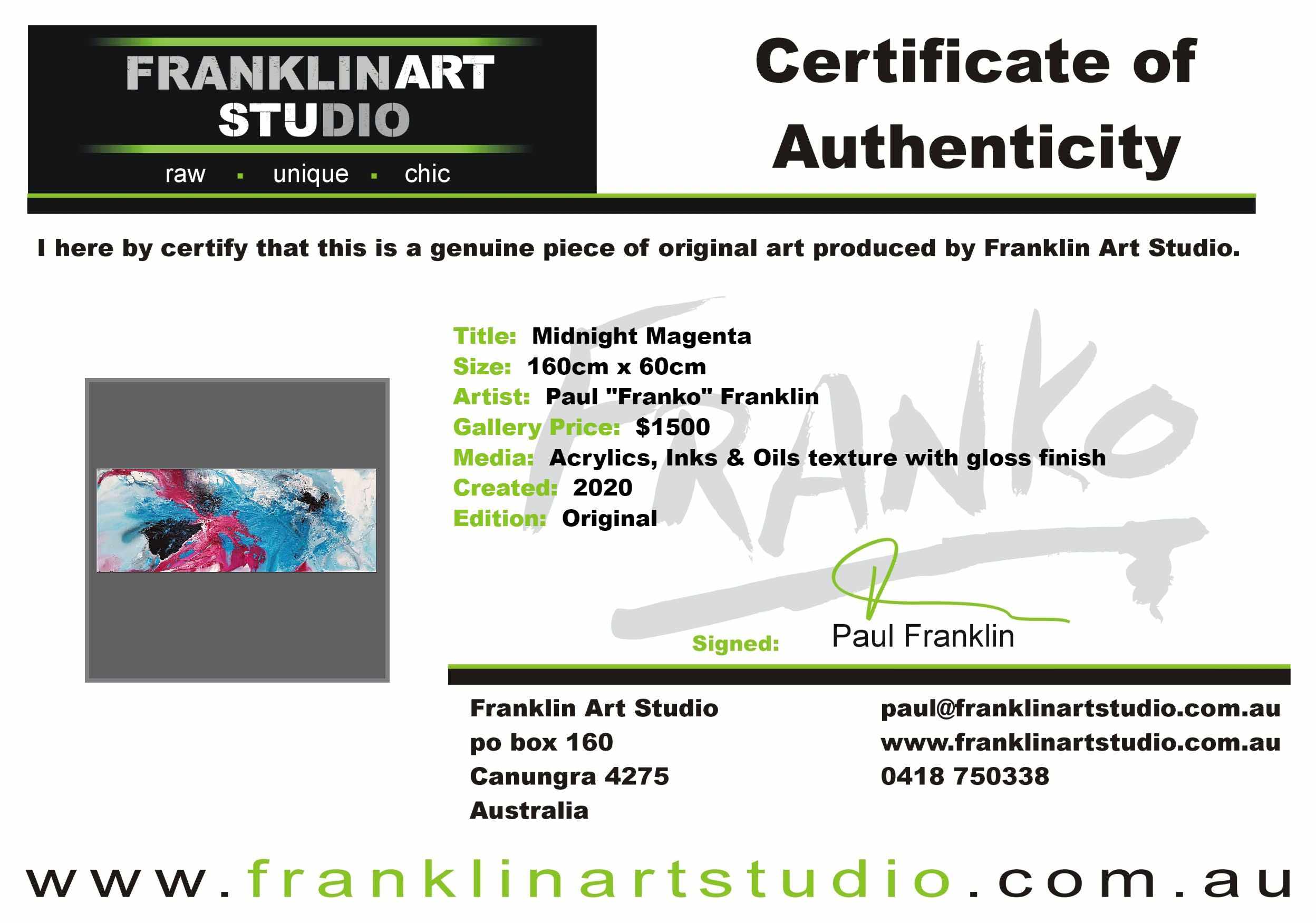 Midnight Magenta 160cm x 60cm Magenta Turquoise Black White Textured Abstract Painting (SOLD)-Abstract-[Franko_Artist]-[The_Block]-[Dream_Homes]-[ideas]-[Grand_Designs]-[Art_Lover]-Franklin Art Studio