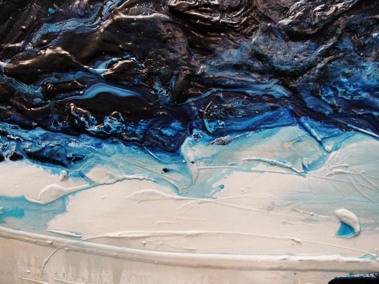 Midnight Malt 160cm x 60cm Malt Blue Textured Abstract Painting (SOLD)