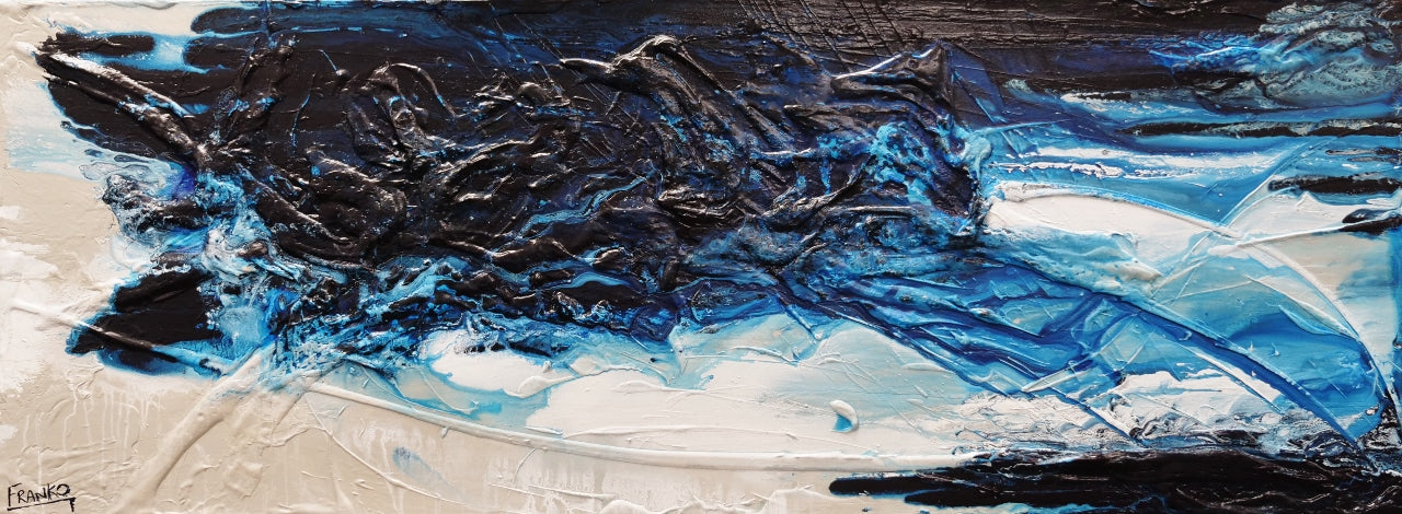 Midnight Malt 160cm x 60cm Malt Blue Textured Abstract Painting (SOLD)-Abstract-[Franko_Artist]-[Australian_artist]-[Gold_Coast]-[Brisbane]-[modern]-[contemporary]-[original]-[Large_artwork]-Franklin Art Studio