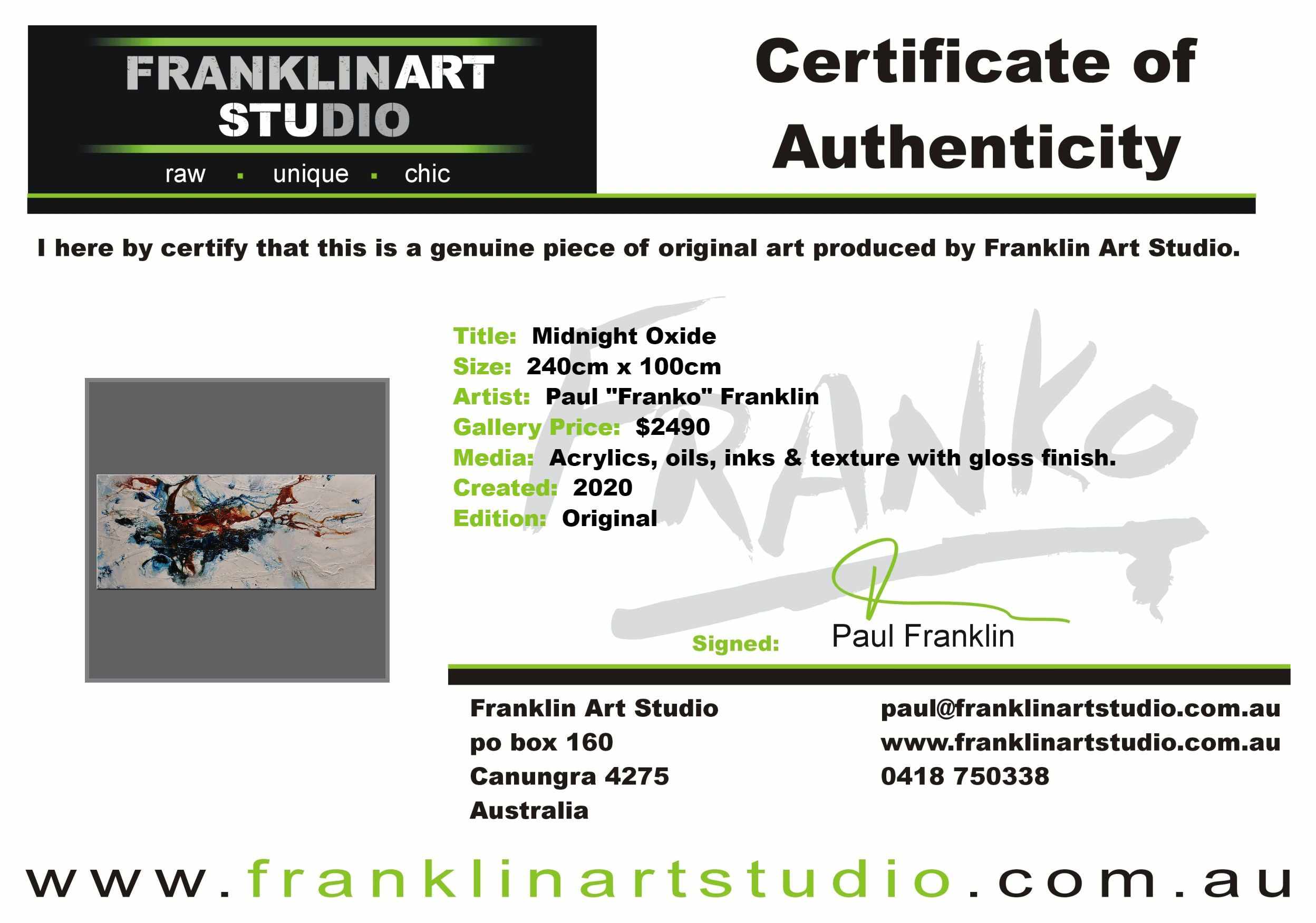 Midnight Oxide 240cm x 100cm Blue Rust Textured Abstract Painting (SOLD)-Abstract-[Franko_Artist]-[The_Block]-[Dream_Homes]-[ideas]- [Grand_Designs]-Franklin Art Studio