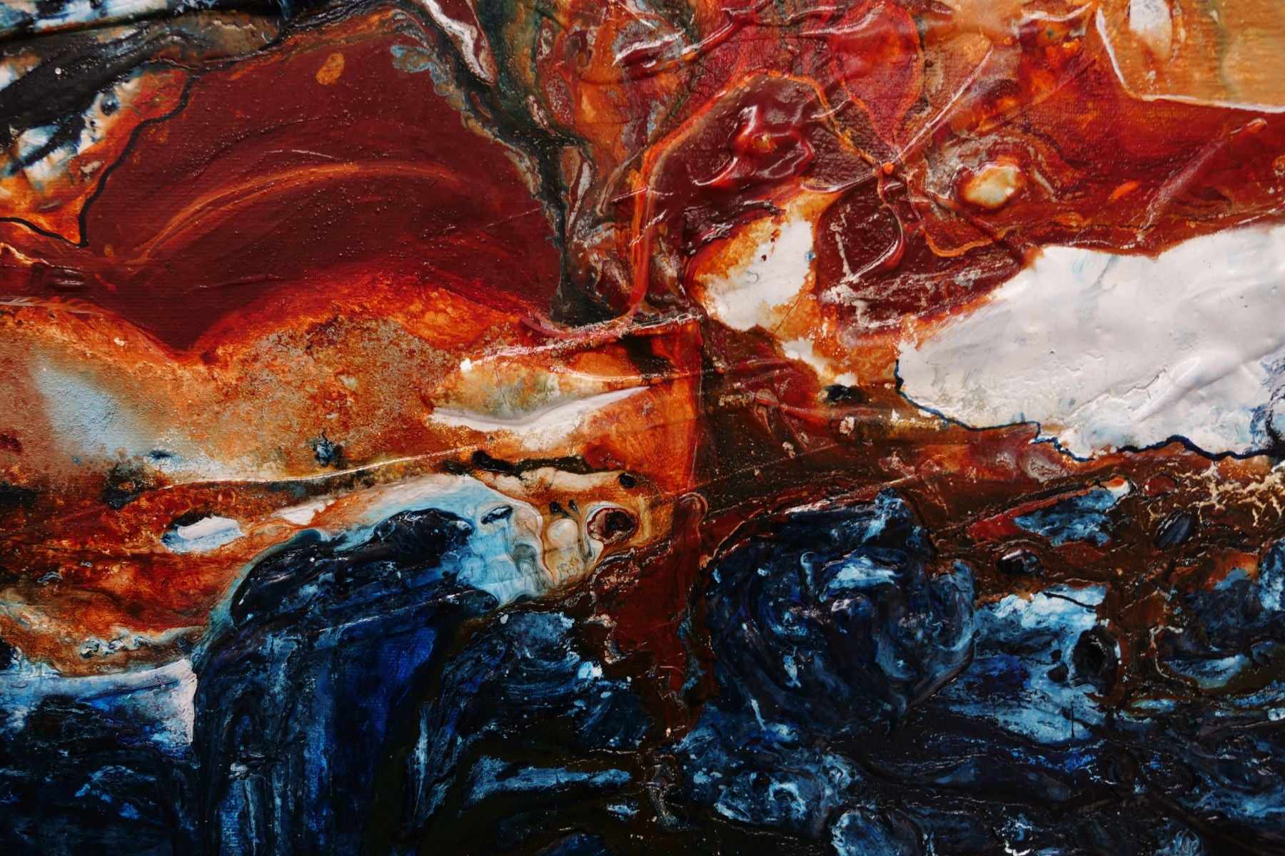 Midnight Oxide 240cm x 100cm Blue Rust Textured Abstract Painting (SOLD)-Abstract-[Franko]-[Artist]-[Australia]-[Painting]-Franklin Art Studio