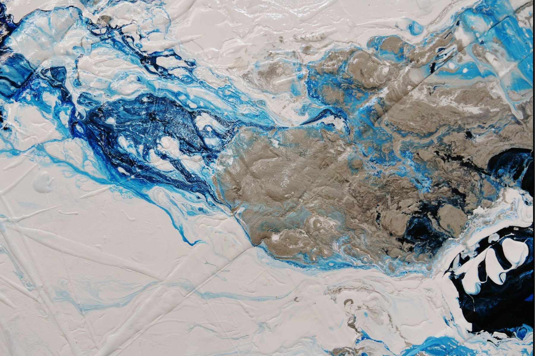 Midnight Rapture 240cm x 100cm Blue Grey White Textured Abstract Painting (SOLD)-Abstract-[Franko]-[Artist]-[Australia]-[Painting]-Franklin Art Studio