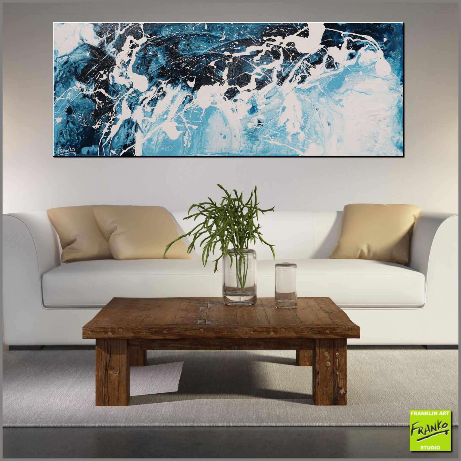 Midnight Rush 160cm x 60cm Blue White Textured Abstract Painting (SOLD)-Abstract-[Franko_Artist]-[Australian_artist]-[Gold_Coast]-[Brisbane]-[modern]-[contemporary]-[original]-[Large_artwork]-[The_Block]-[Dream_Homes]-[ideas]-[Grand_Designs]-[Art_Lover]-Franklin Art Studio